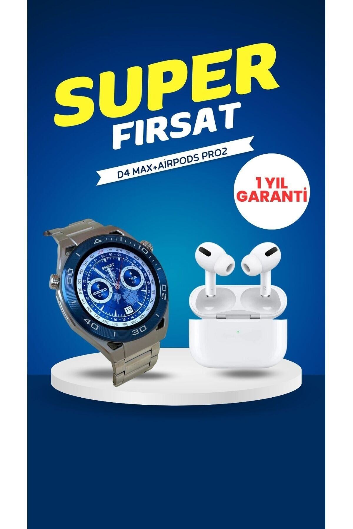 AI様用 Asf Bilişim İkili Set D4 Max 3 Kordonlu Akıllı Saat+Airpods Pro2