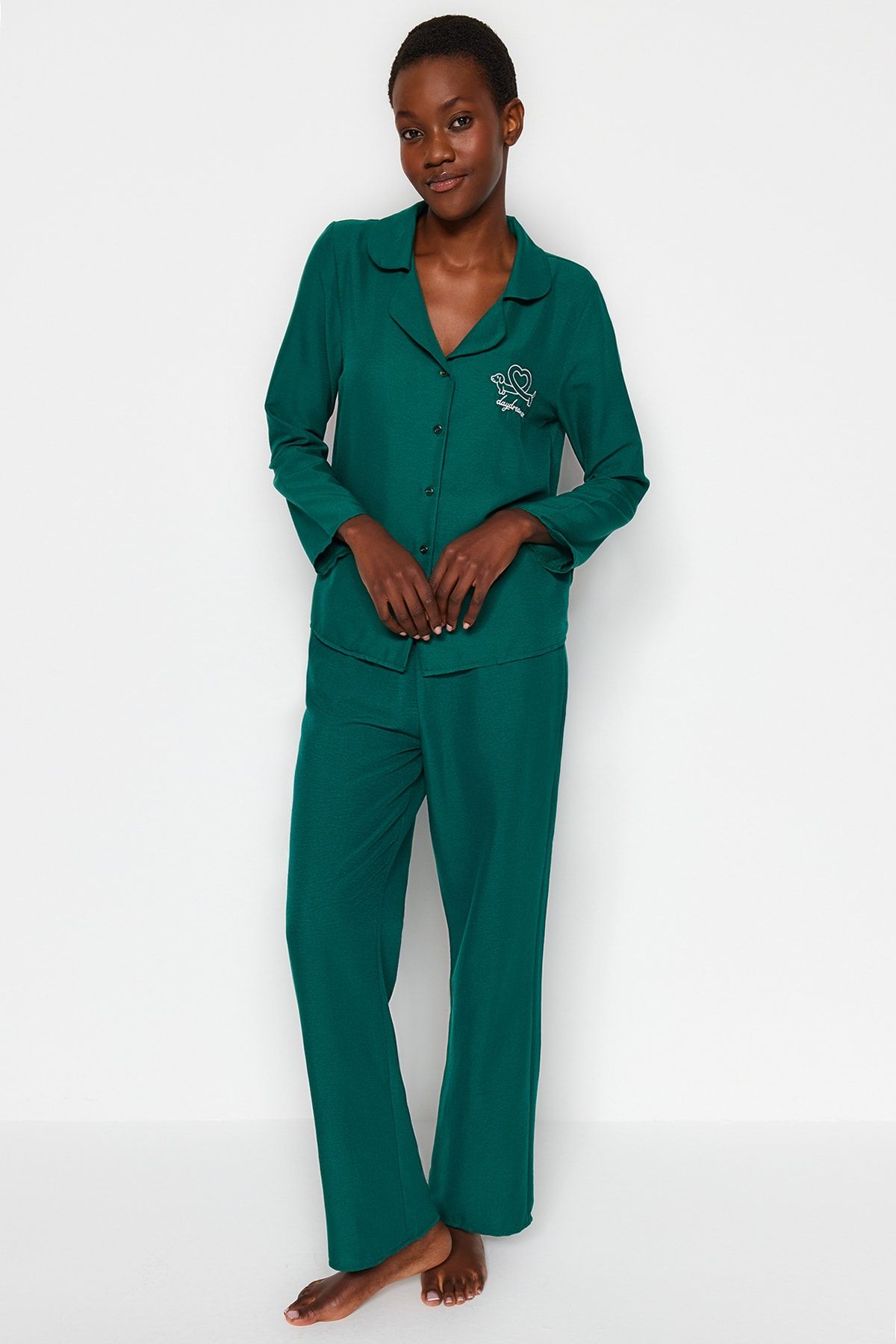 Trendyol Collection Pajama Set - Green - Plain