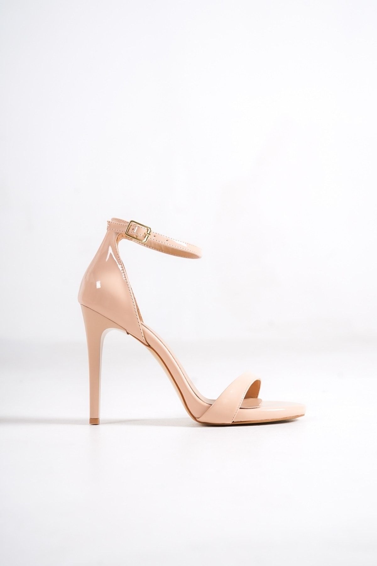 Modabuymus-Pirlx Tan Patent Leather Single Strap Thin Platform Heeled Shoes 4