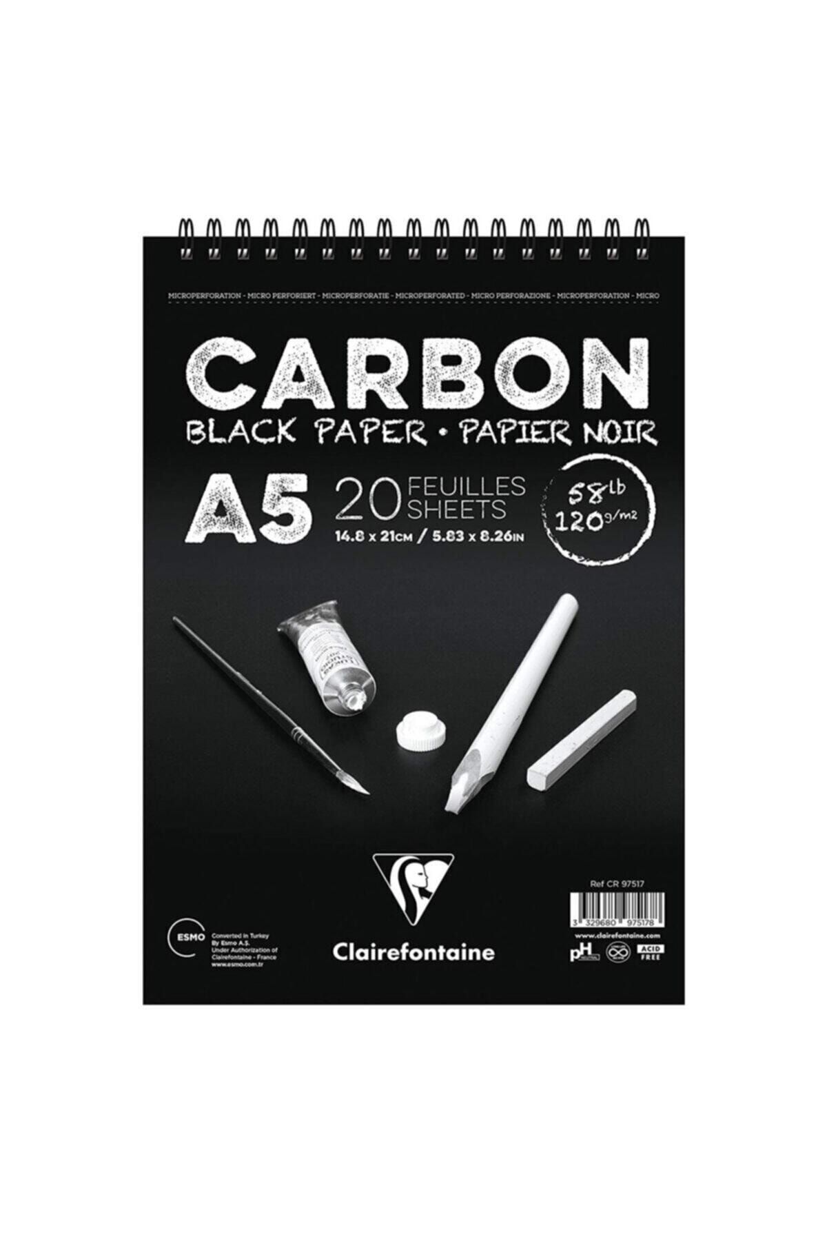 Clairefontaine-Carbon Black Drawing Block 120 gr A5 20 Sheets Top Spiral 1