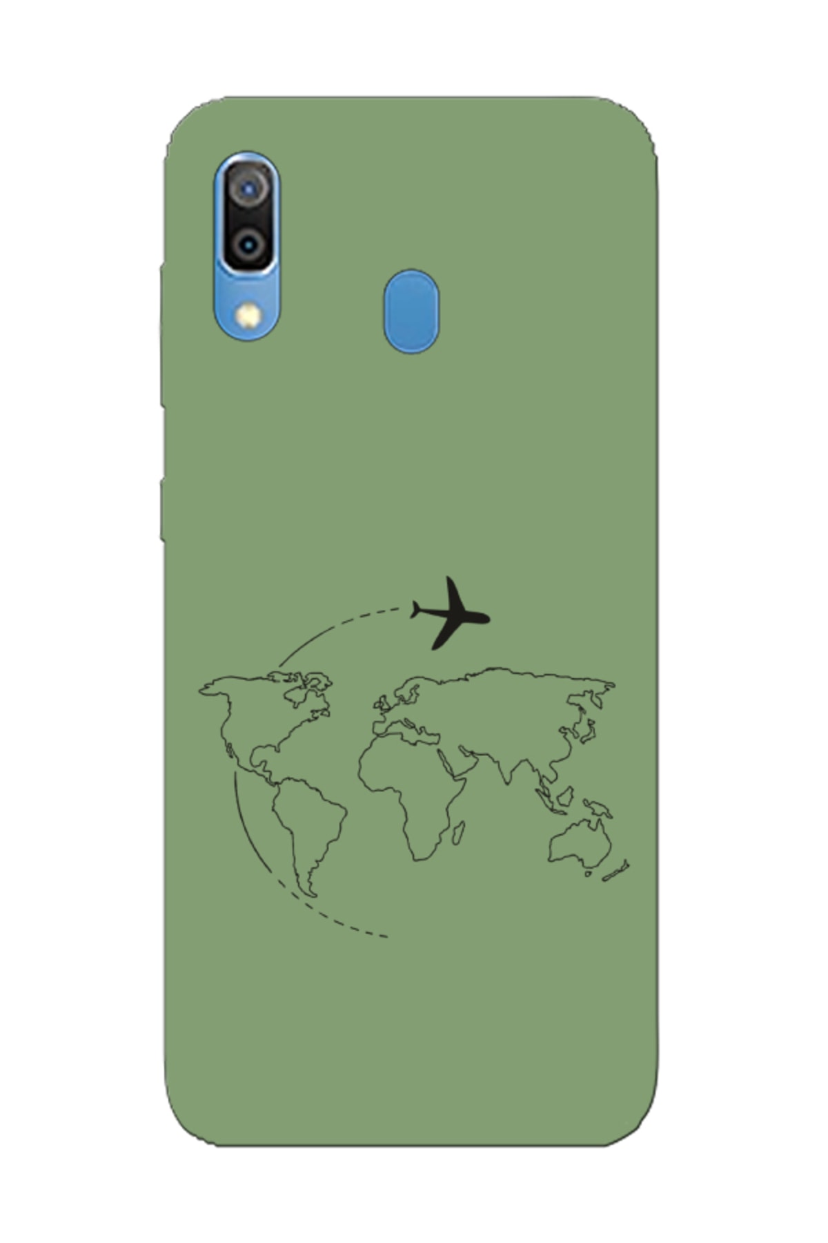Samsung A20 Map Airplane Green Phone Case