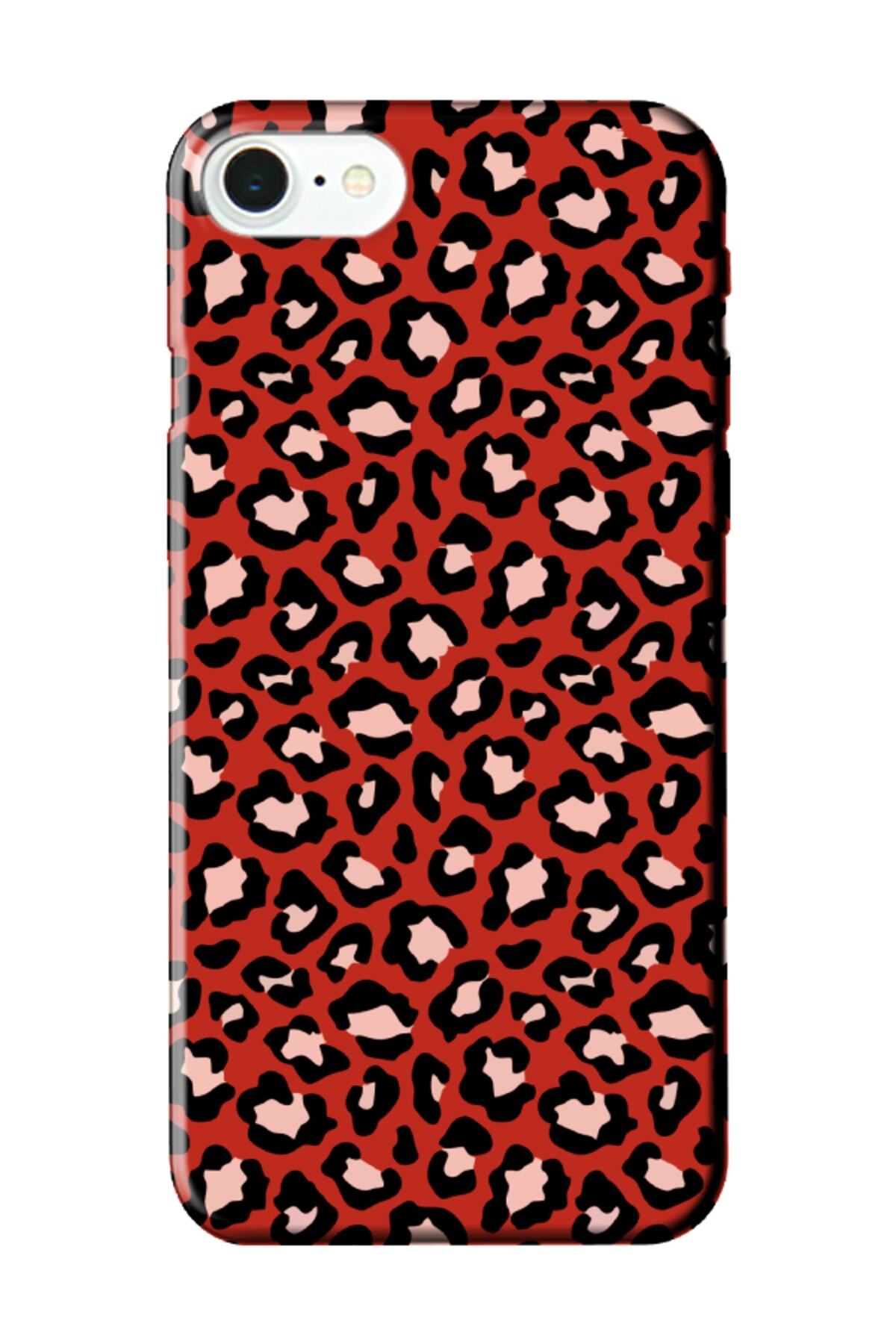 iPhone 8 Leopard Pattern Red Phone Case