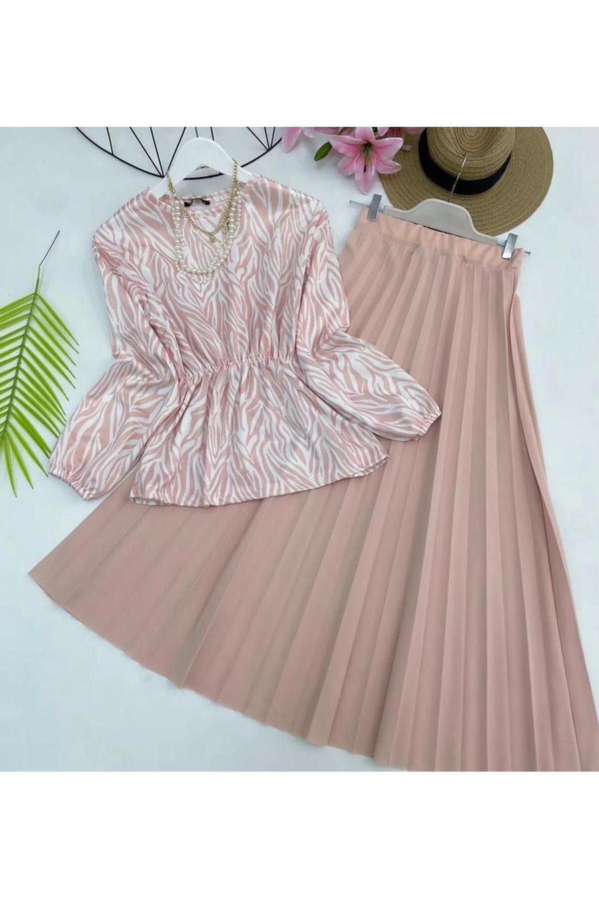 Pink zebra shop pleated skirt