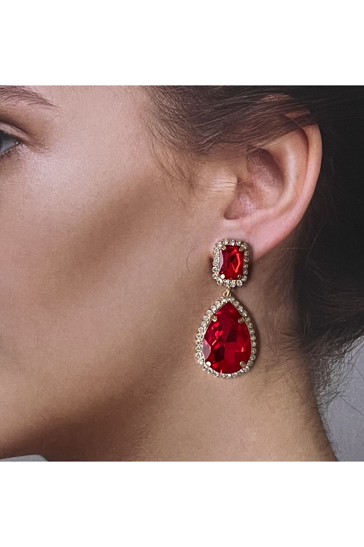 Red deals drop earrings