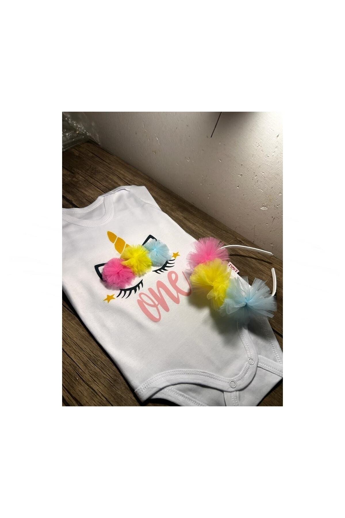 tullestore 1 Yaş Doğum Günü Kıyafeti, Gökkuşağı Unicorn Tütü Etek 1 Yaş Bebek Takımı Unicorn Zıbın fotoğrafı 6 (önizleme)