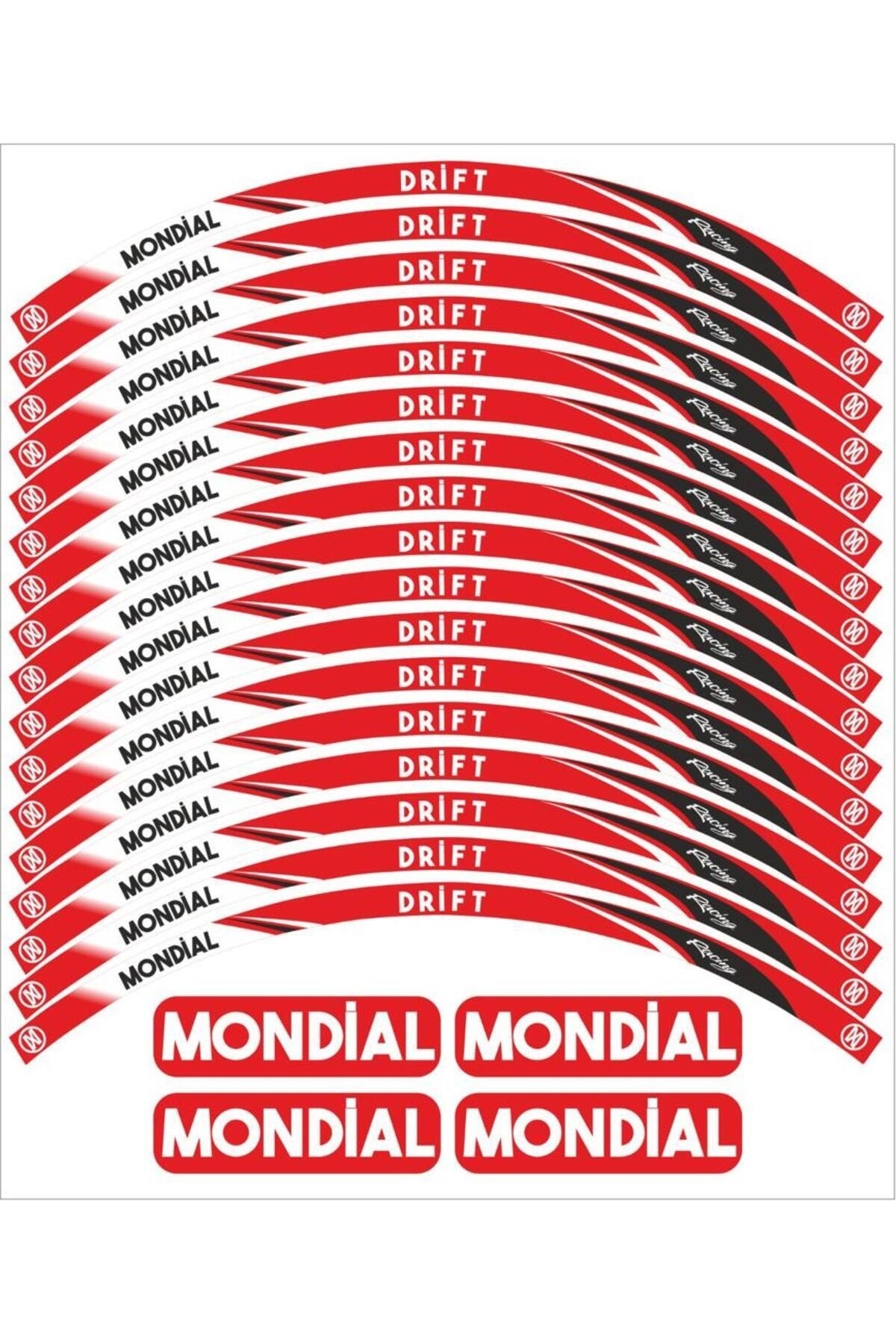 Genel Markalar MONDİAL DRİFT L Uyumlu JANT ŞERİDİ STİCKER KIRMIZI MODEL