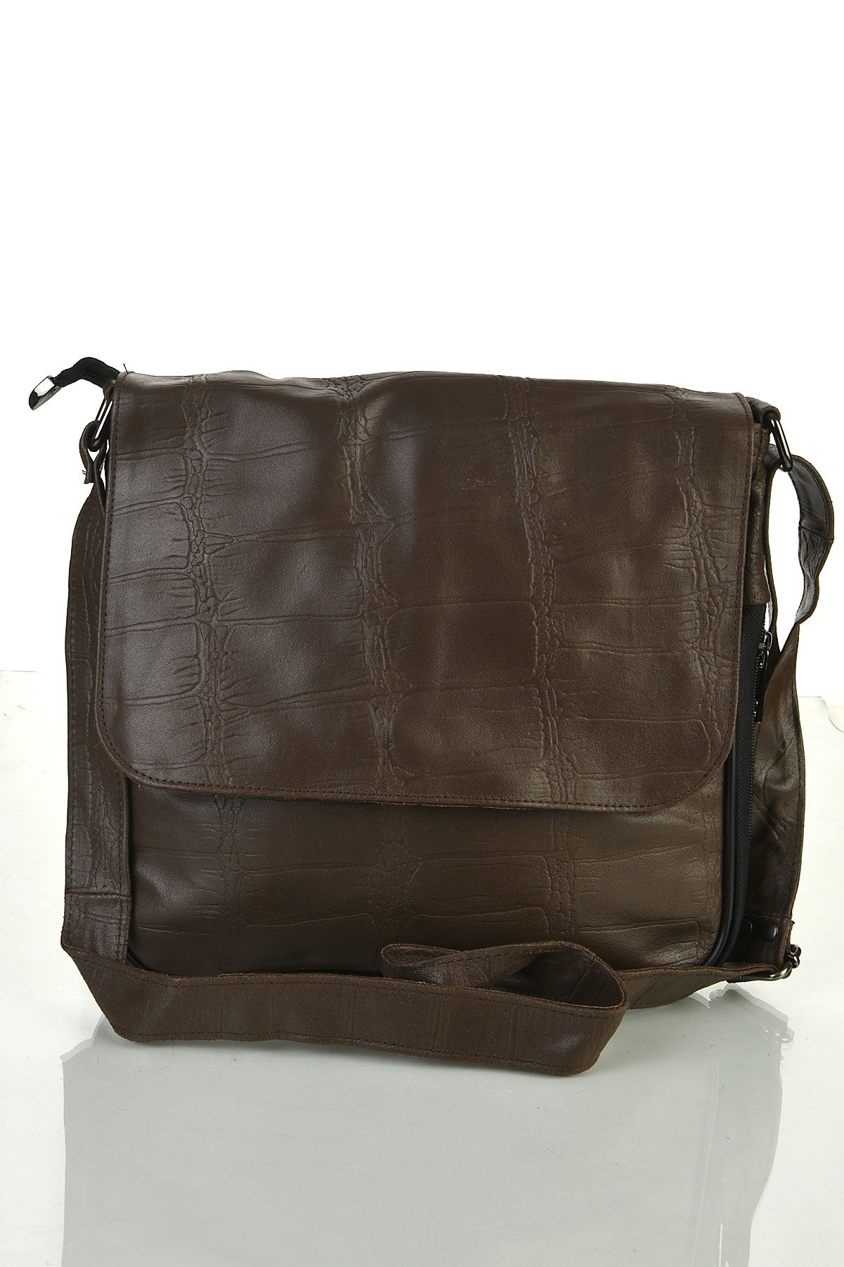 fubileather Crossman Brown Printed Genuine Leather Gusseted