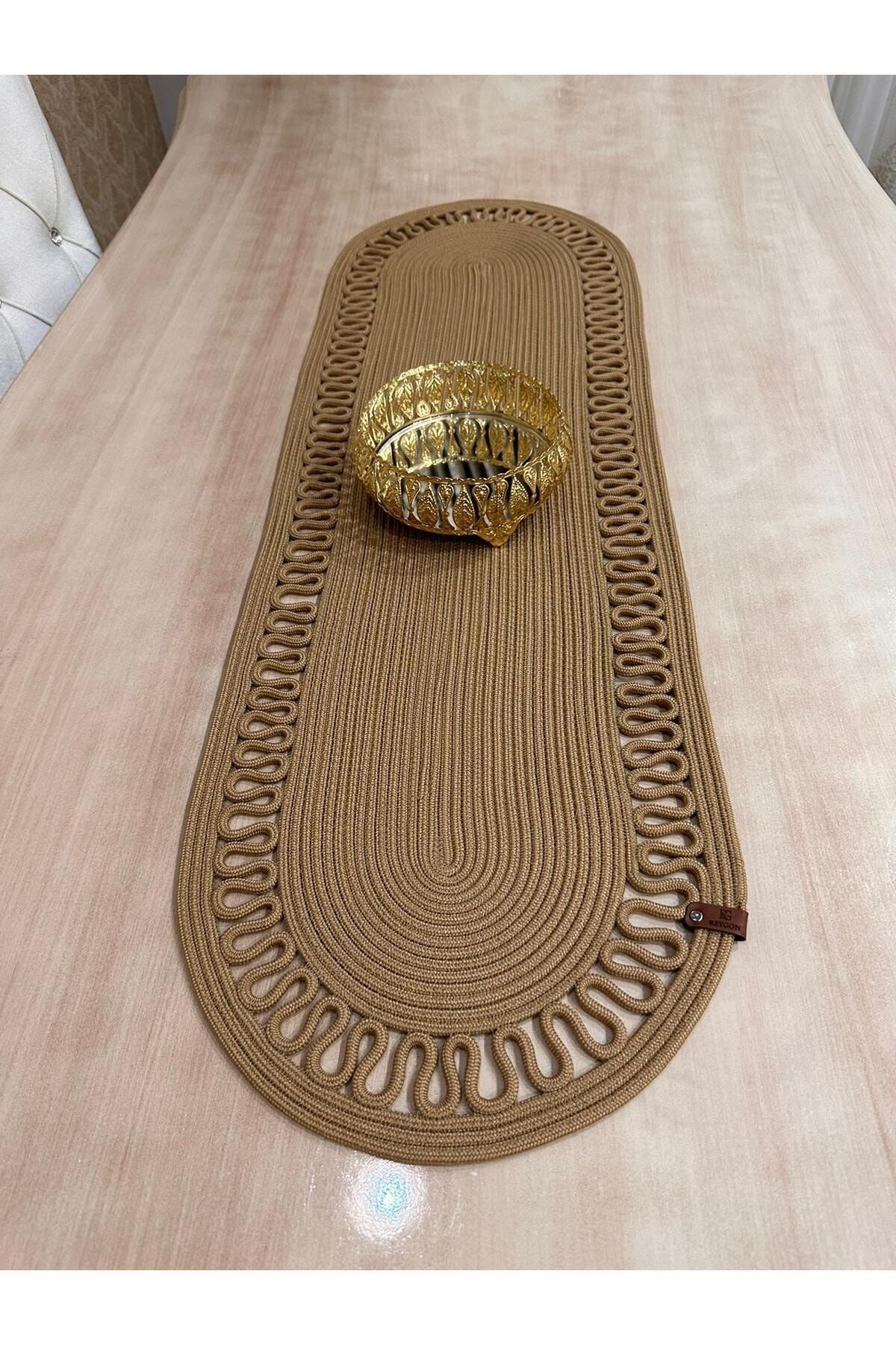 REYGON TEKST L Decorative Snail Jute Woven WAVE Runner Placemat