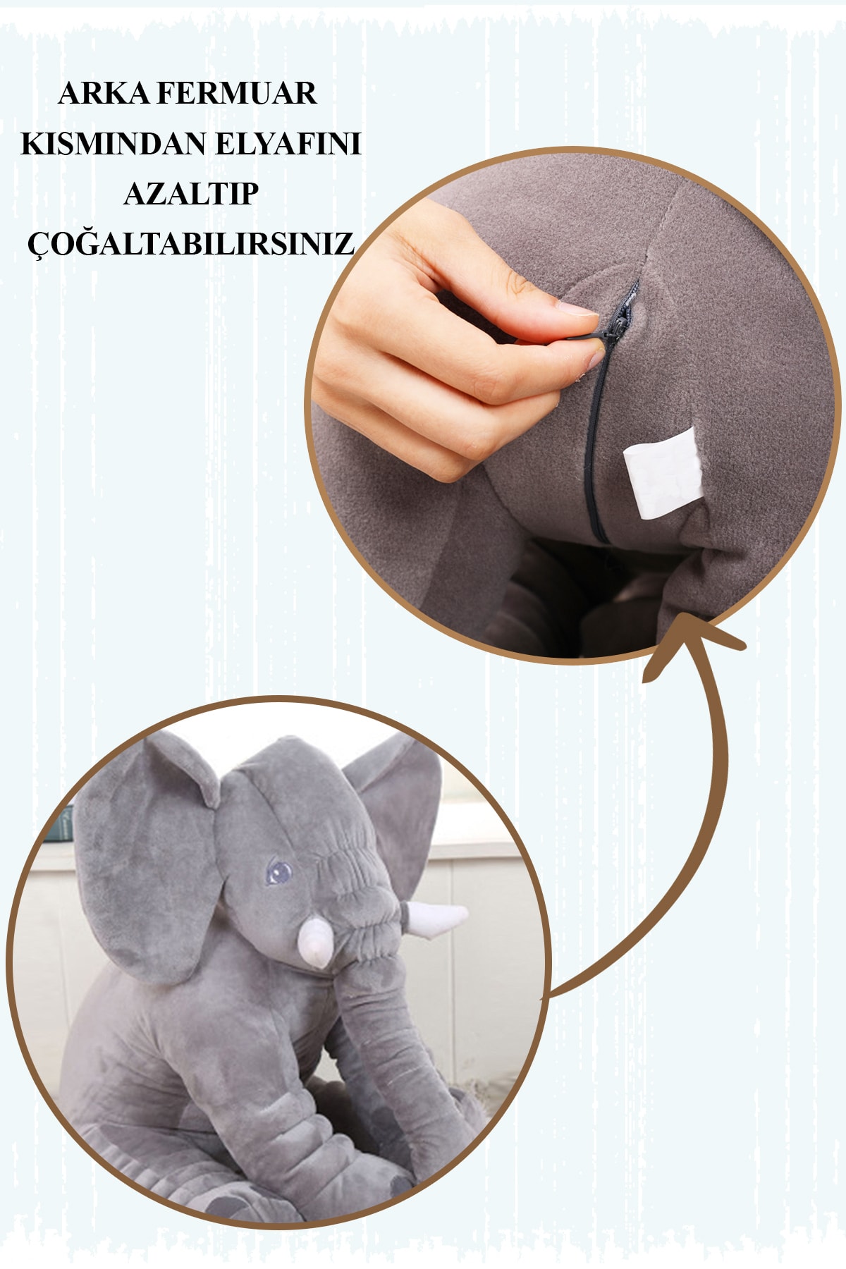 BabyModa Uyku Arkadaşım Lila Renk Peluş Oyuncak Uyku Fili 95 Cm fotoğrafı 4 (önizleme)