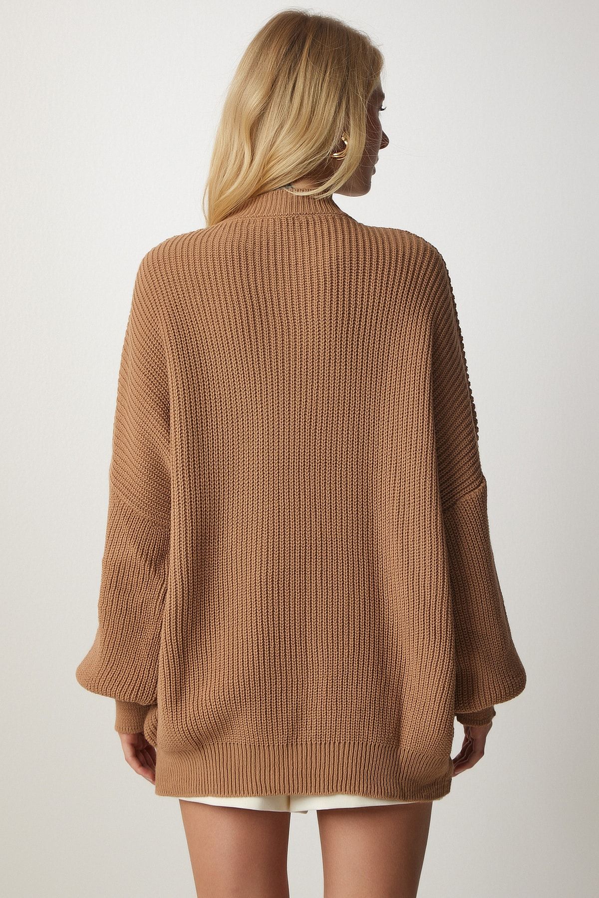 Happiness İstanbul-Damen-Strickpullover „Biscuit“ in Übergröße, Basic, mx00126 4