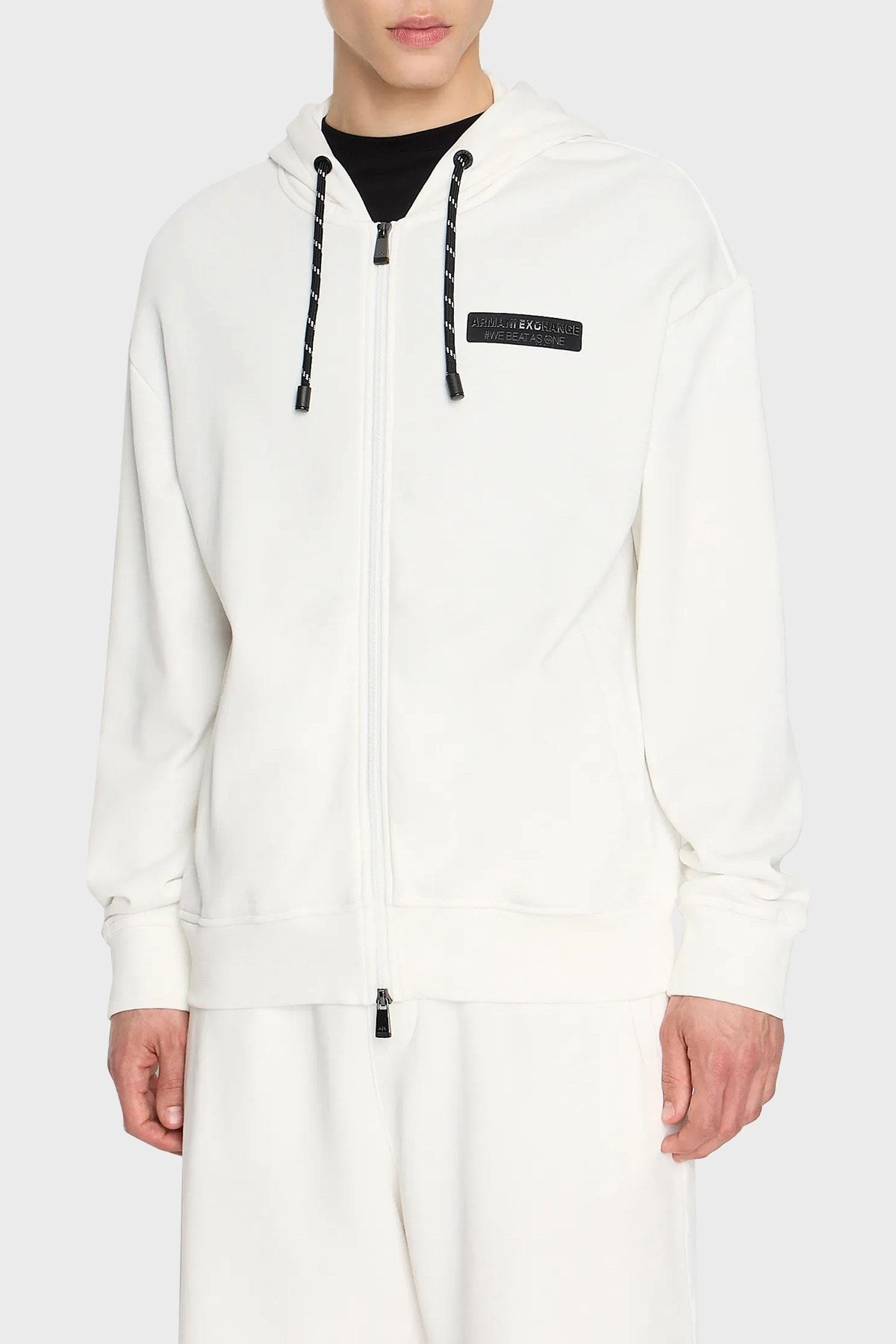 Armani Exchange Organic Cotton Hooded Zippered Regular Fit Sweat