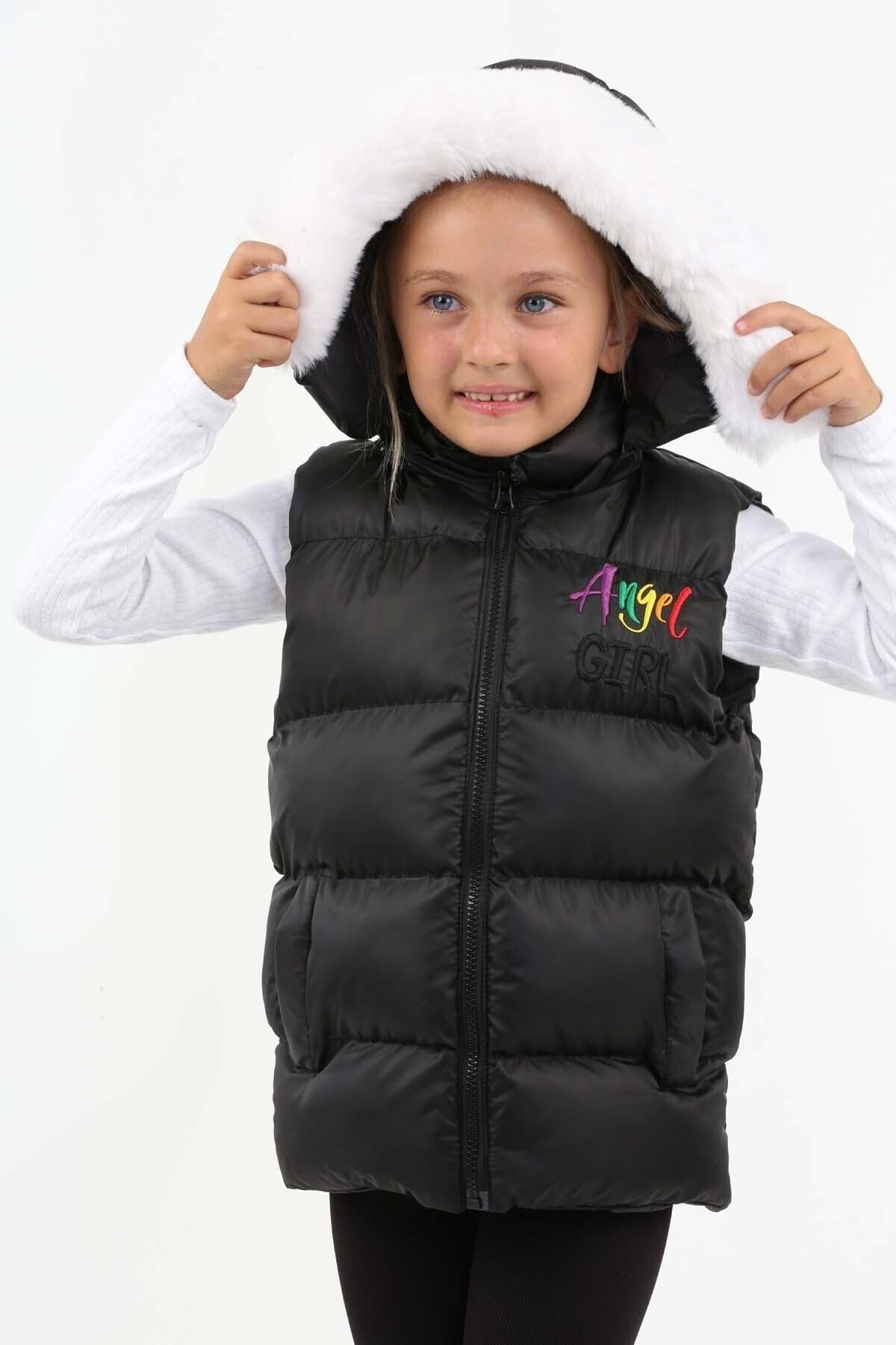 Landed Girl s Puffer Vest with Fur Trendyol