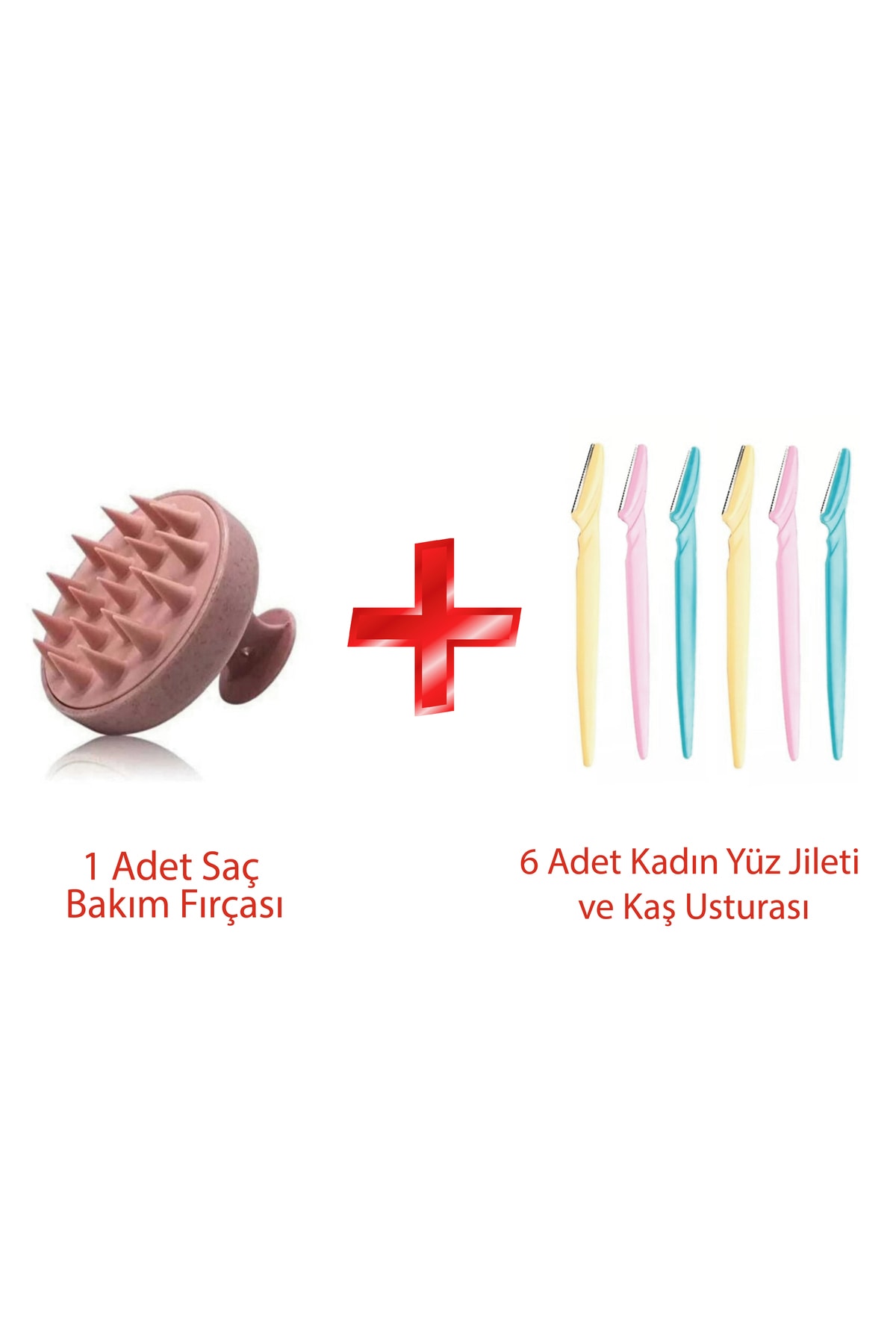 BESSE HOME 1 Adet Saç Bakım Fırçası & 6 Adet Kadın Yüz Jileti,Kaş Usturası