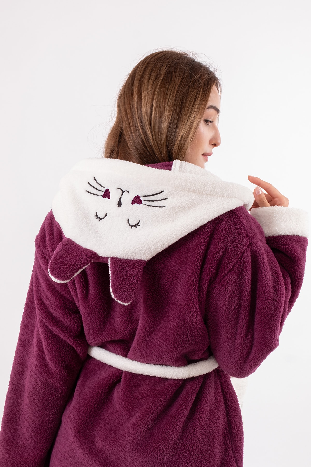 Welsoft bestickter Unisex-Bademantel und Morgenmantel mit Kapuze - 