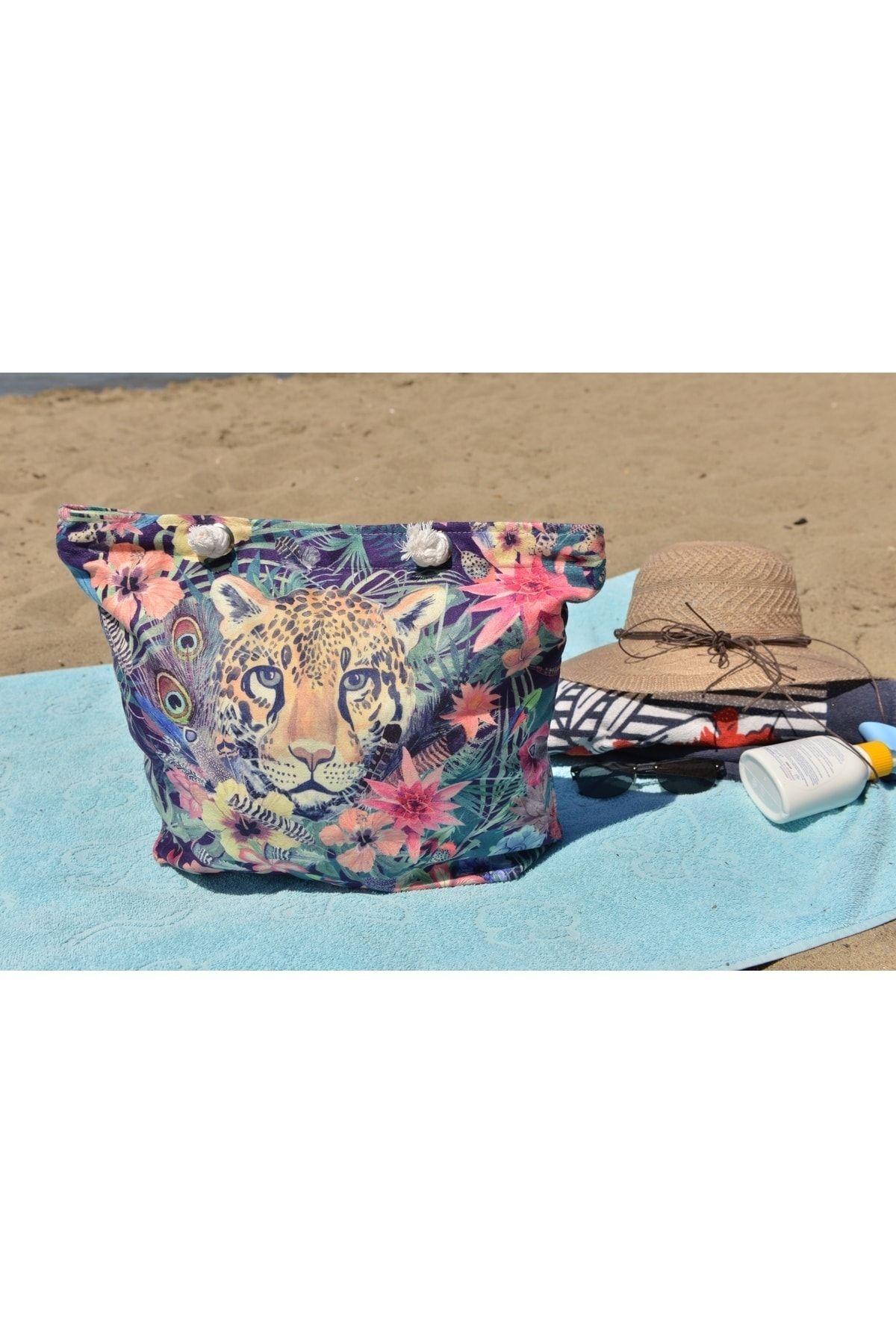 YUKES Women s Beach Bag Custom Printed Zipper Lined Shoulder Bag