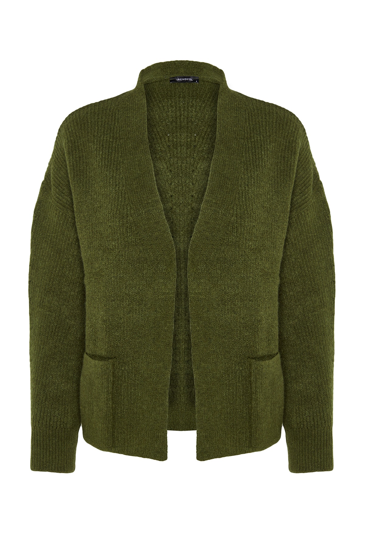 Trendyolmilla  Haki Geniş Kalıp Yumuşak Dokulu Cep Detaylı Triko Hırka TWOAW24HI00133 - Görsel 6