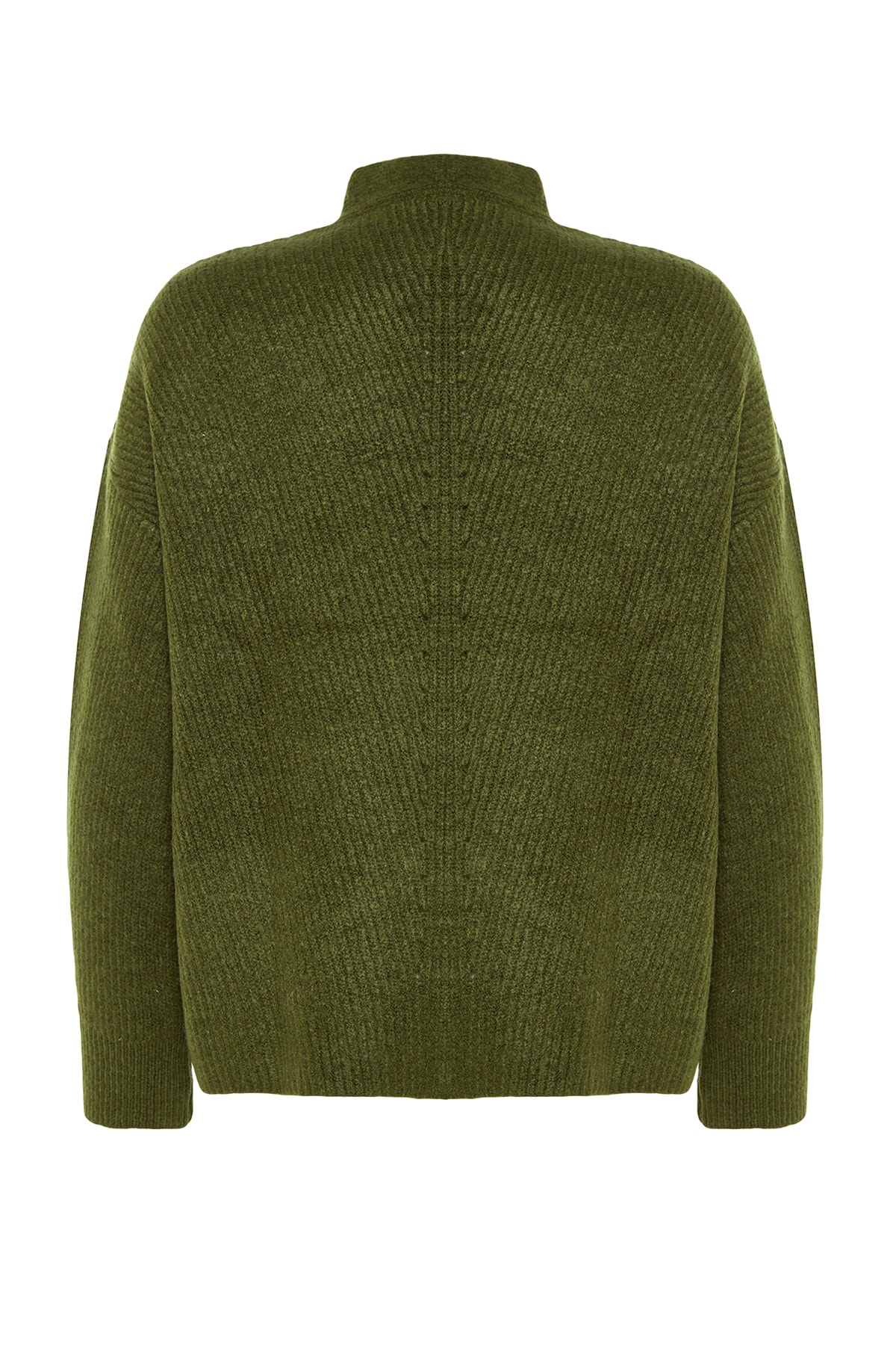 Trendyolmilla  Haki Geniş Kalıp Yumuşak Dokulu Cep Detaylı Triko Hırka TWOAW24HI00133 - Görsel 8