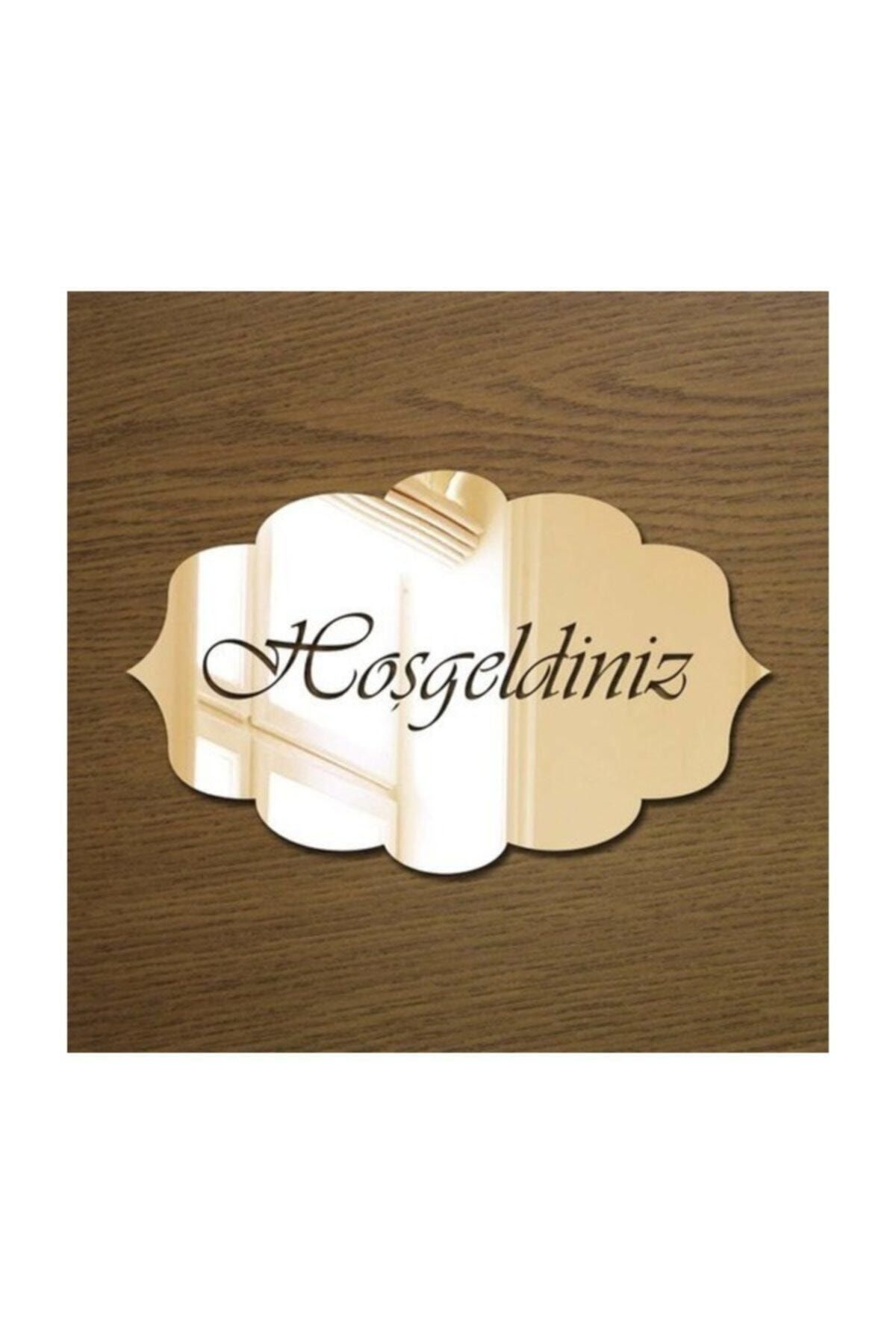 GÜNEŞ LAZER Ornament Pentru Ușă Din Plexiglas De Bun Venit 3d Din Plexiglas Cu Oglindă Aurie - 20 x 30