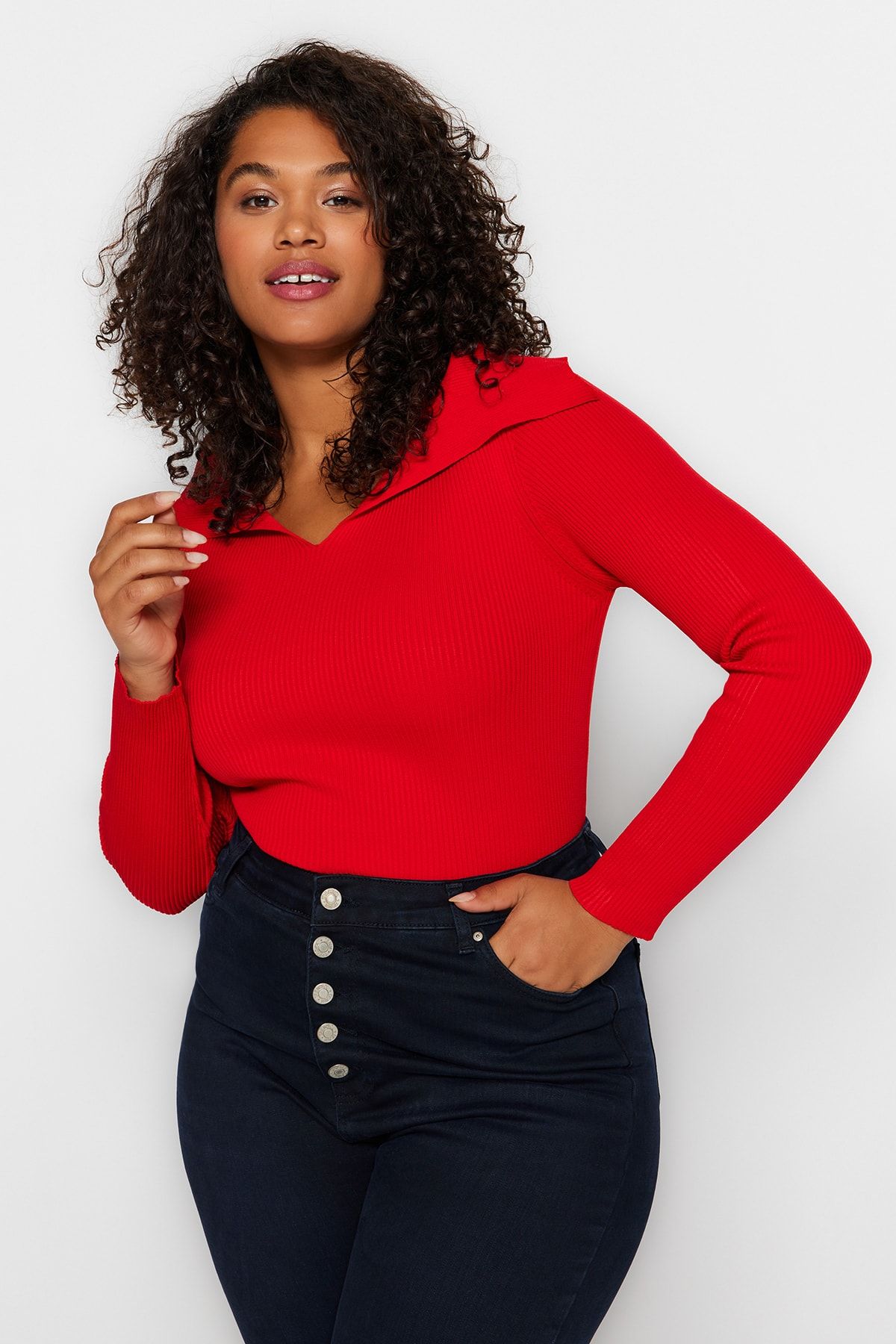Women's plus size red sweater clearance