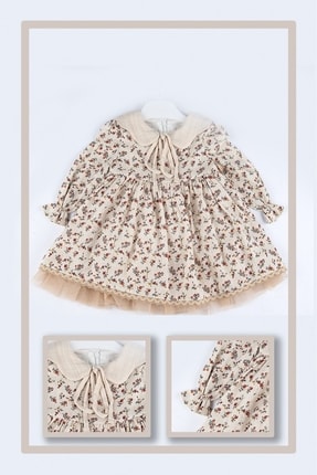 DIDuStore Mymio 6/24 Ay Naturel Çiçekli Elbise