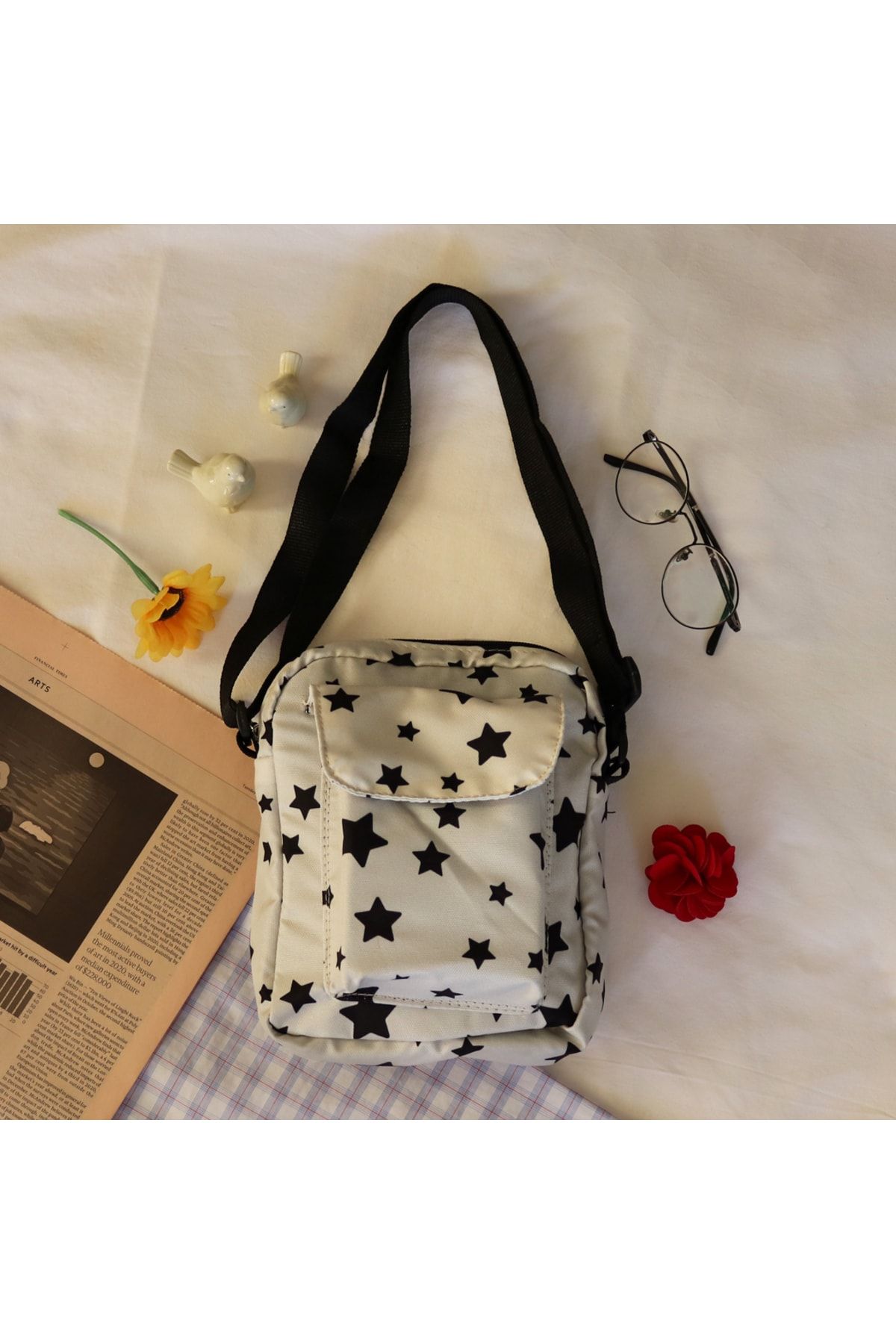 K stebek White Basic Star Collage Crossbody Bag Trendyol