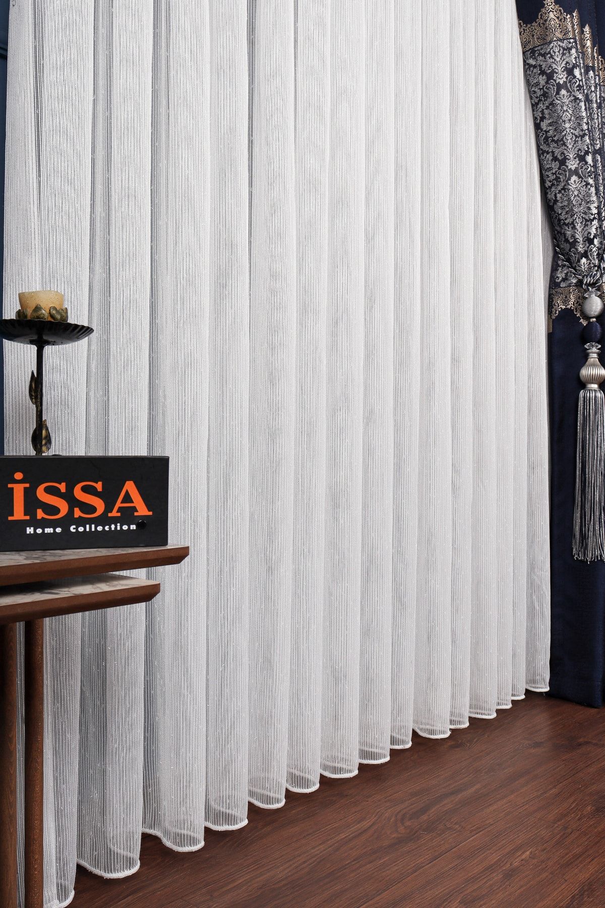 ISSA PERDE-Issa Tulle Curtain Strawberry Pattern Point Glitter (Fixed Pleat) (1X3) Width X Length 8