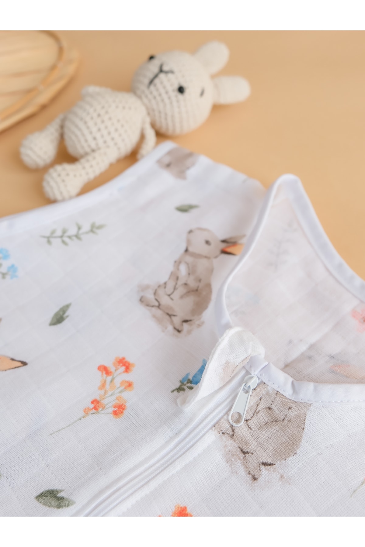 LUCEAT&PAMPER Oeko-Tex Sertifikalı Yazlık Müslin Kumaş Uyku Tulumu, 0,5 tog Kız Erkek Bebek Uyku Tulumu Tavşan fotoğrafı 3 (önizleme)