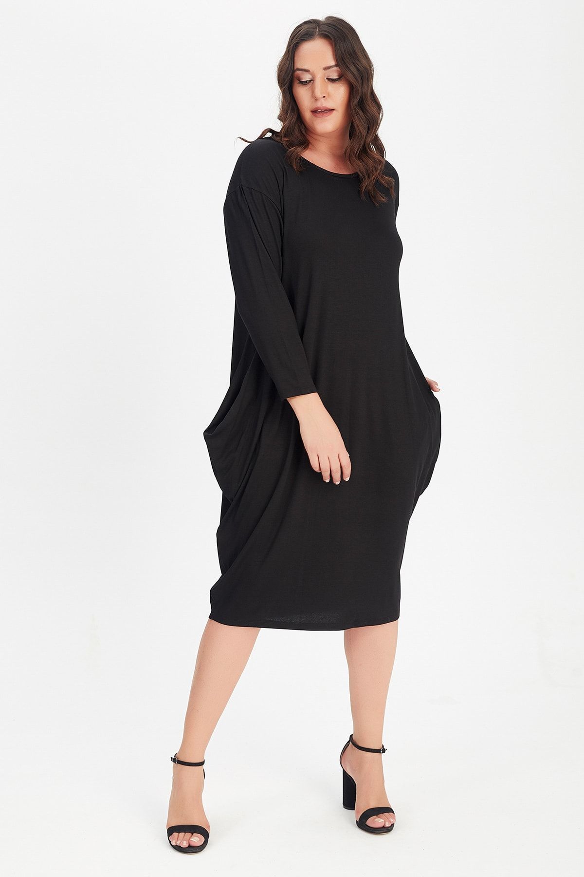 Moda Cazibe-Rochie neagră Plus Size pentru damă  3