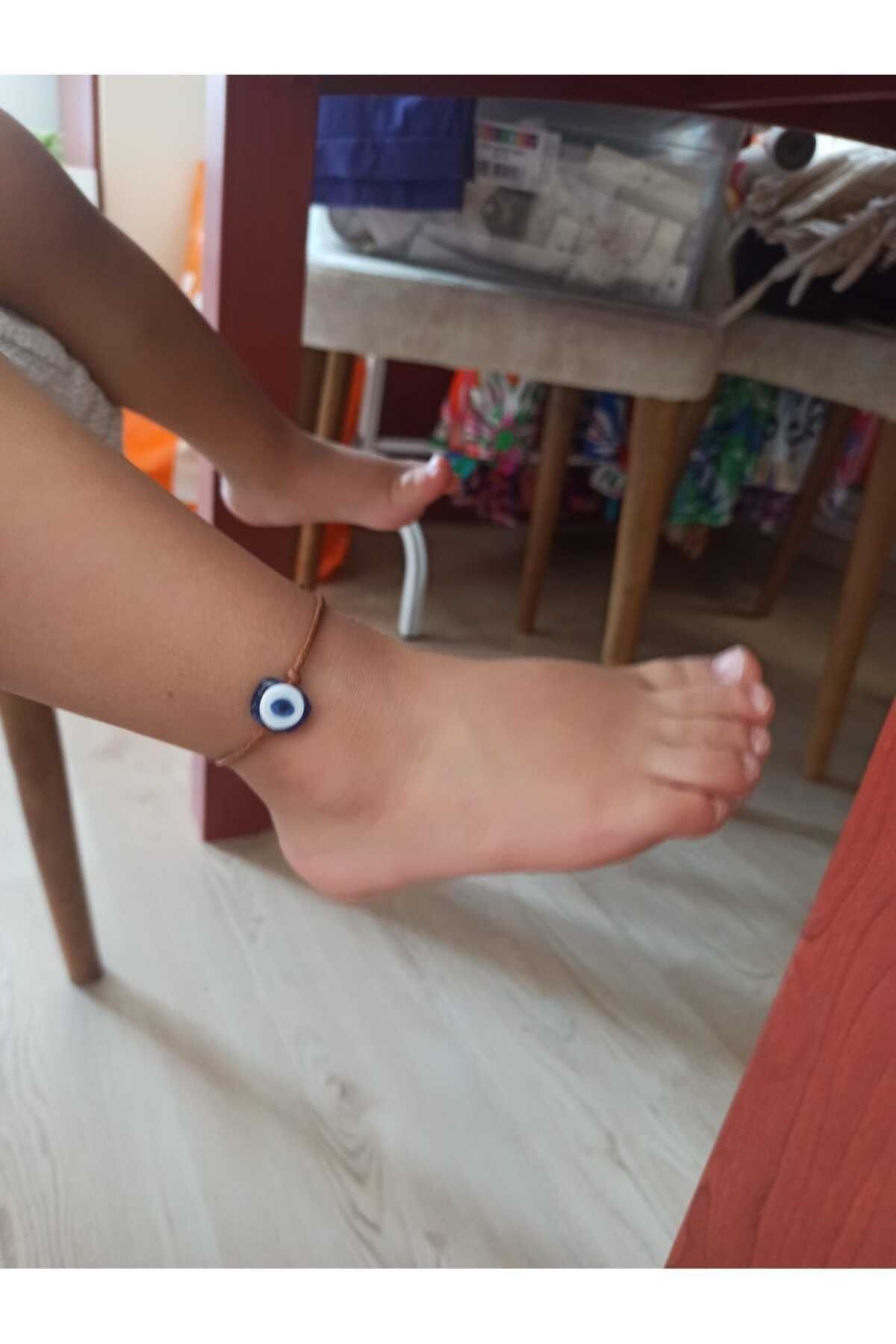 İDA ACCESSORY-Baby Anklet with Evil Eye Beads and String 3