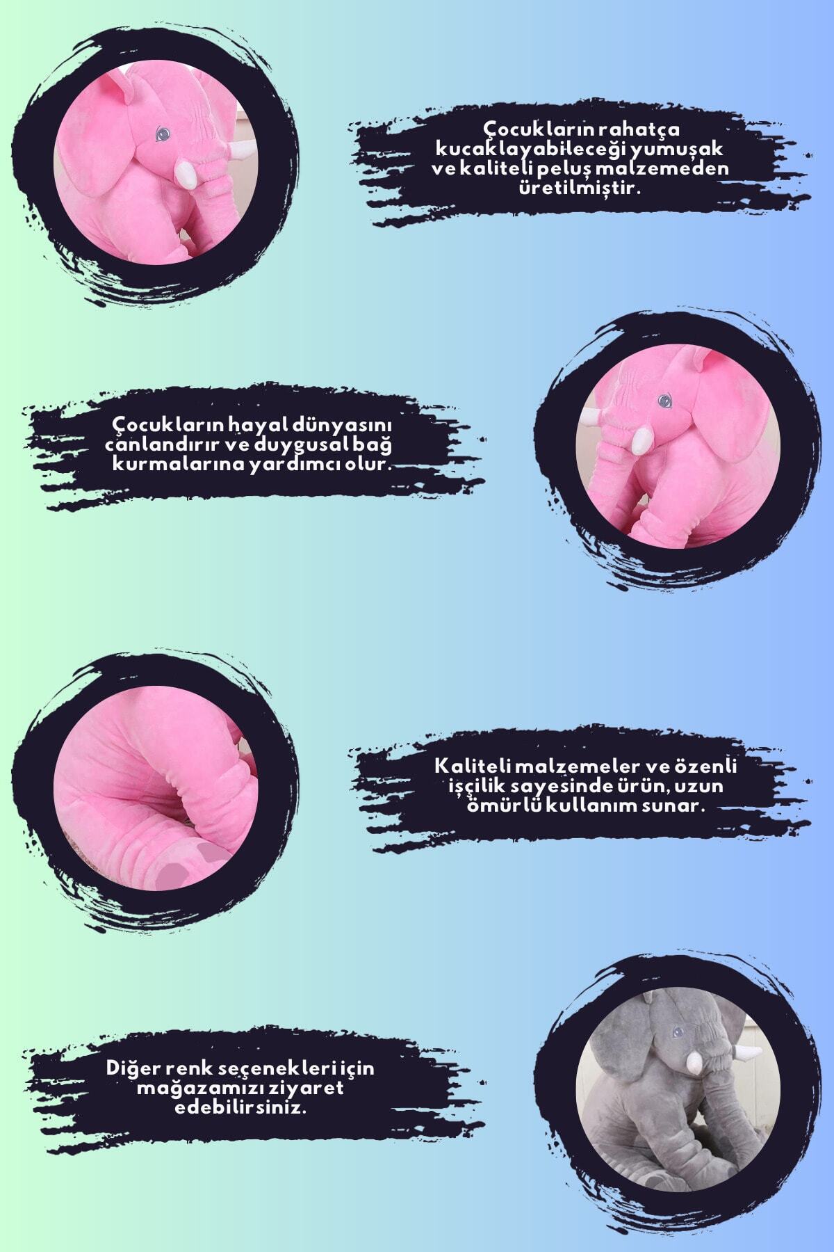 BabyModa Uyku Arkadaşım Pembe Renk Peluş Oyuncak Uyku Fili 95 Cm fotoğrafı 2 (önizleme)