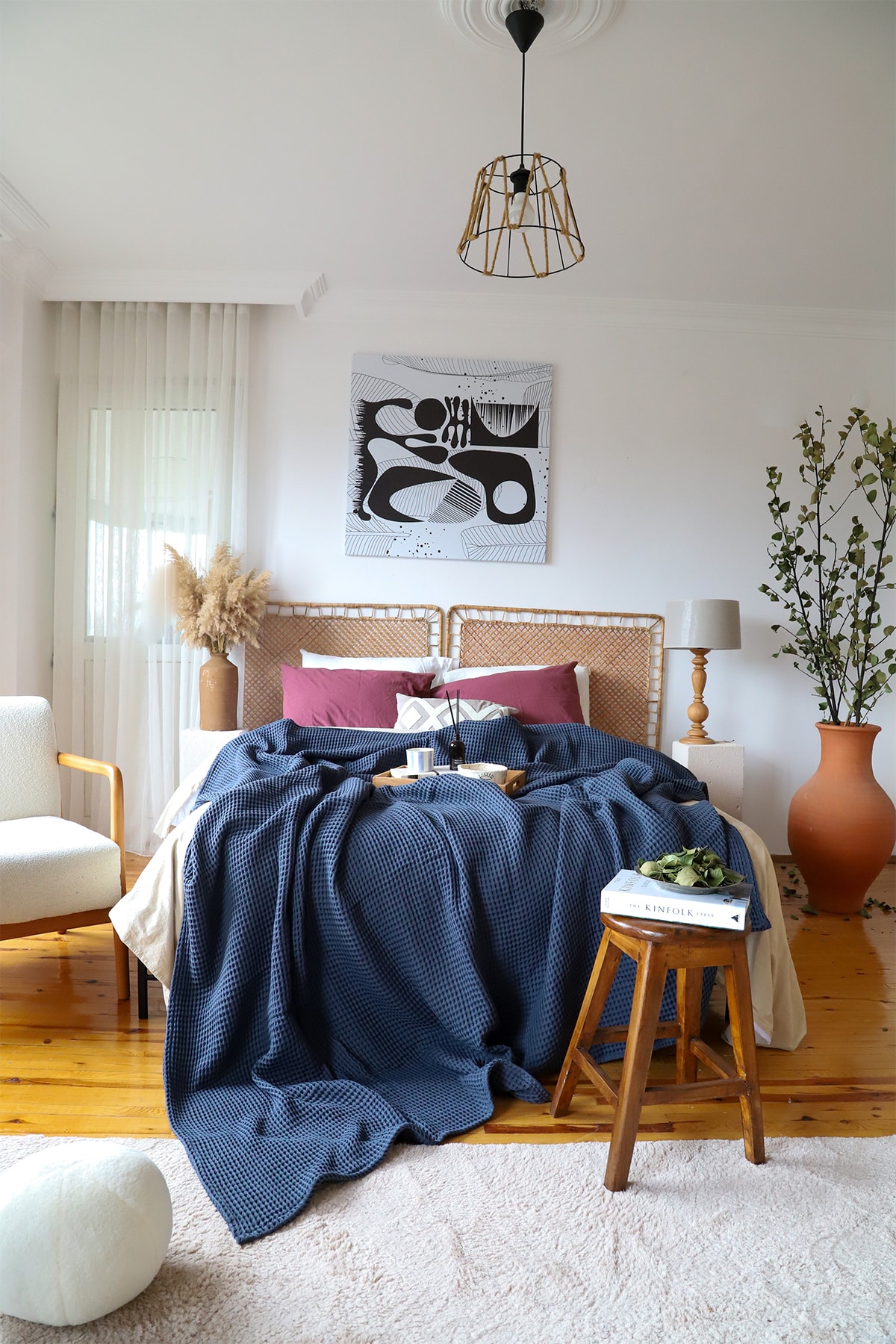 Double Waffle Quilting Bedspread Cotton Anthracite 220x240 cm