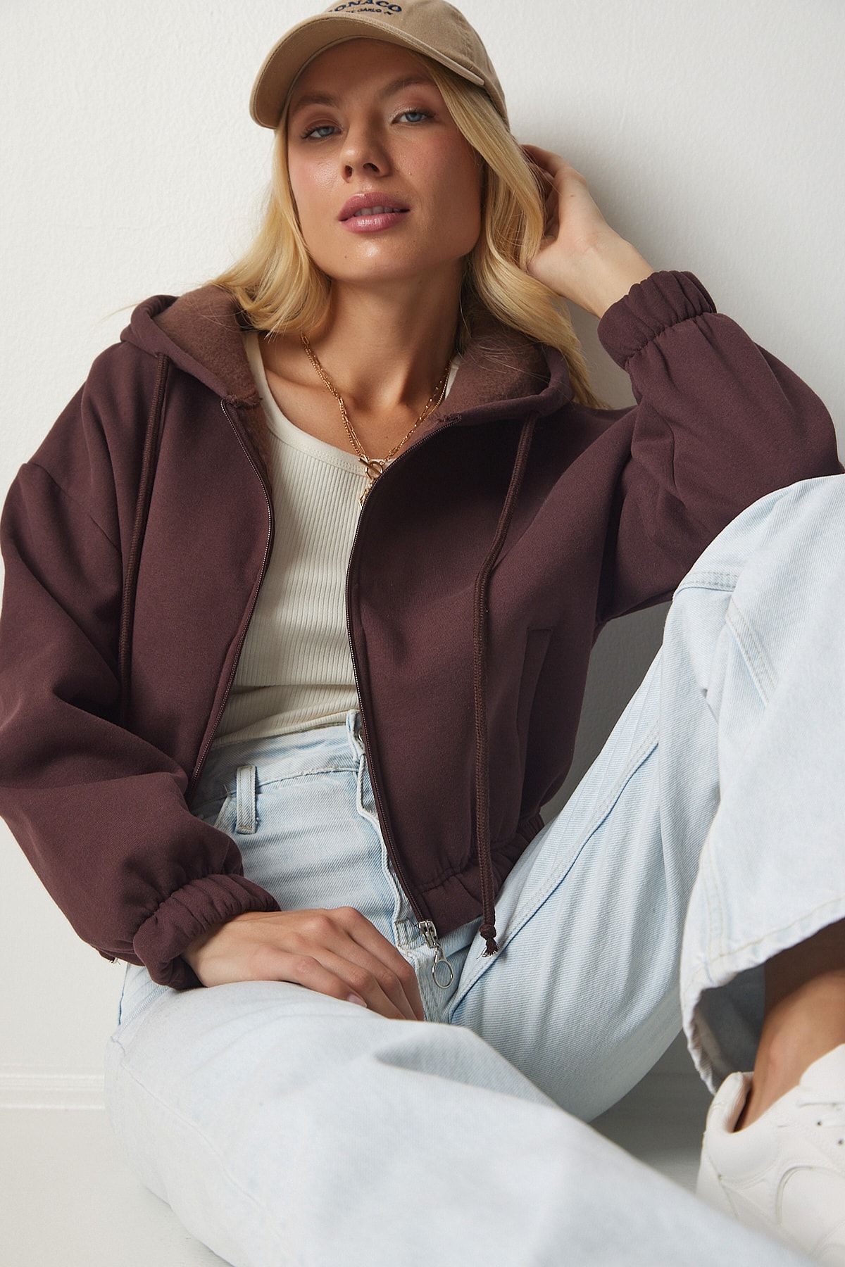 Dark brown zip up hoodie hotsell