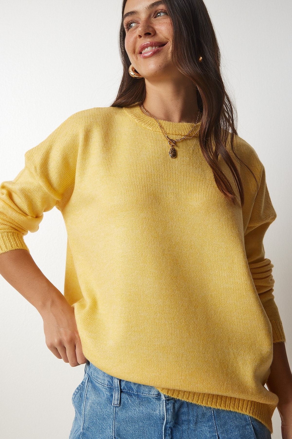 Happiness stanbul Sweater Yellow Oversize Trendyol