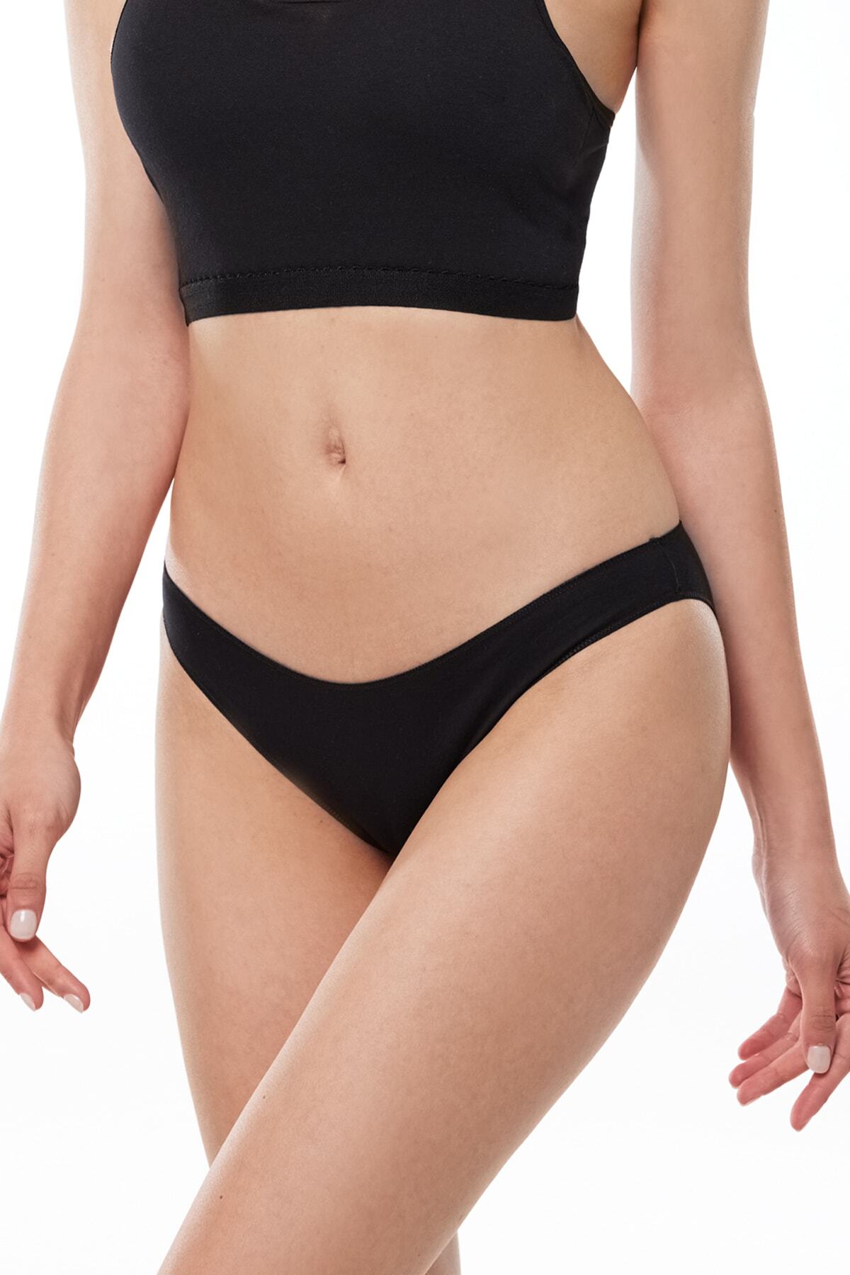 Malabadi-Women's Black Ecru Navy Blue 6 Pack Modal Low Waist Slip Panties 183 2