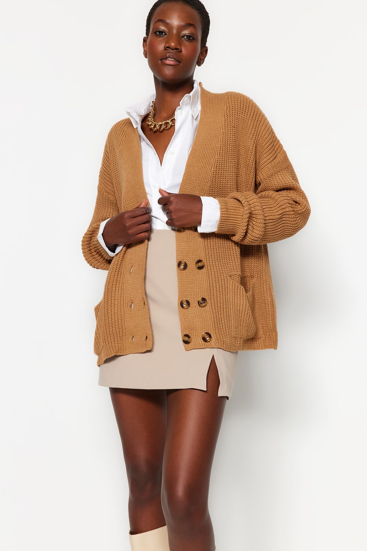 Trendyol Collection Cardigan Brown Oversize Trendyol