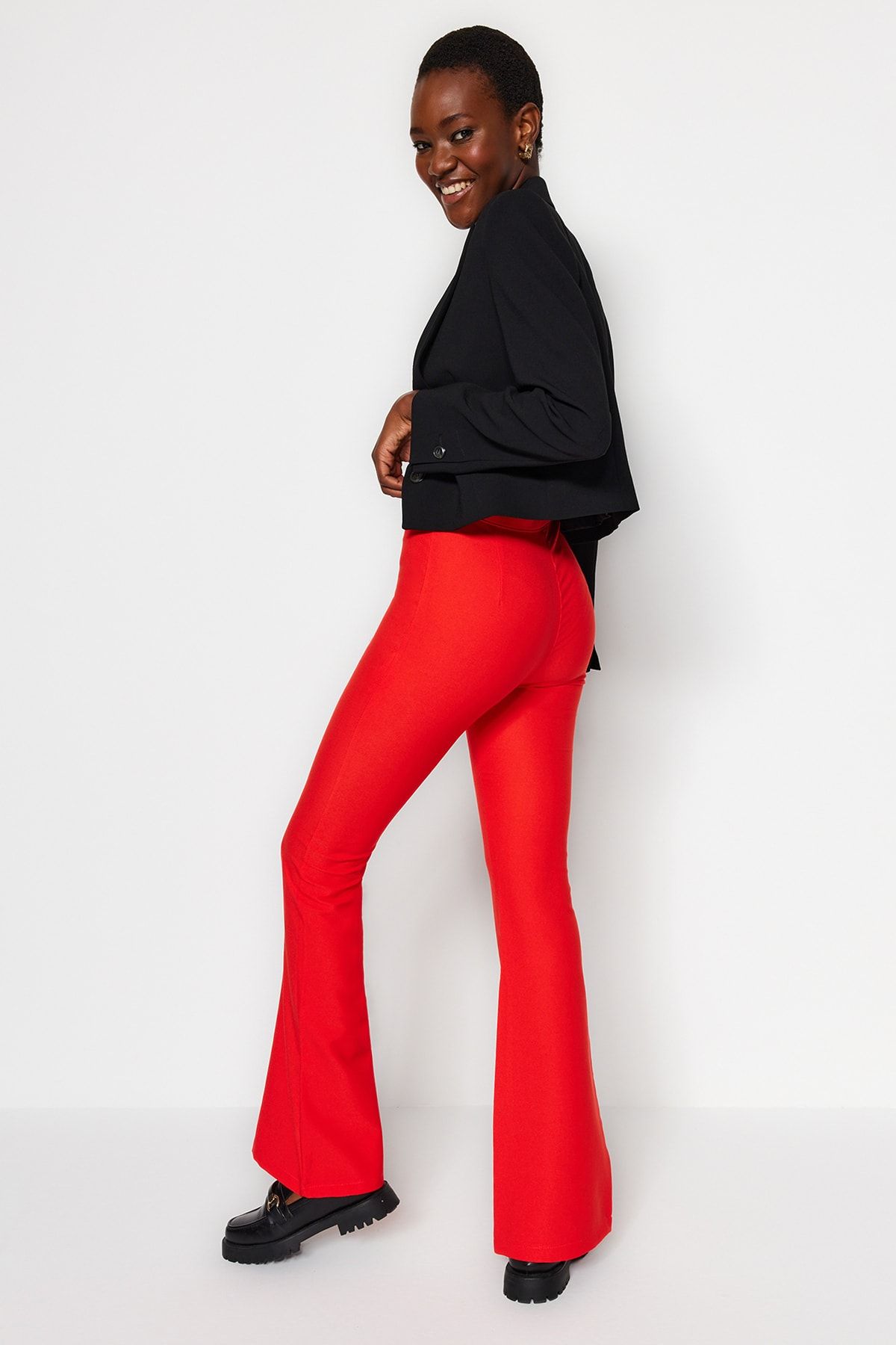 Trendyol Collection Red Flare Woven Trousers TOFAW19BB0581 - Trendyol