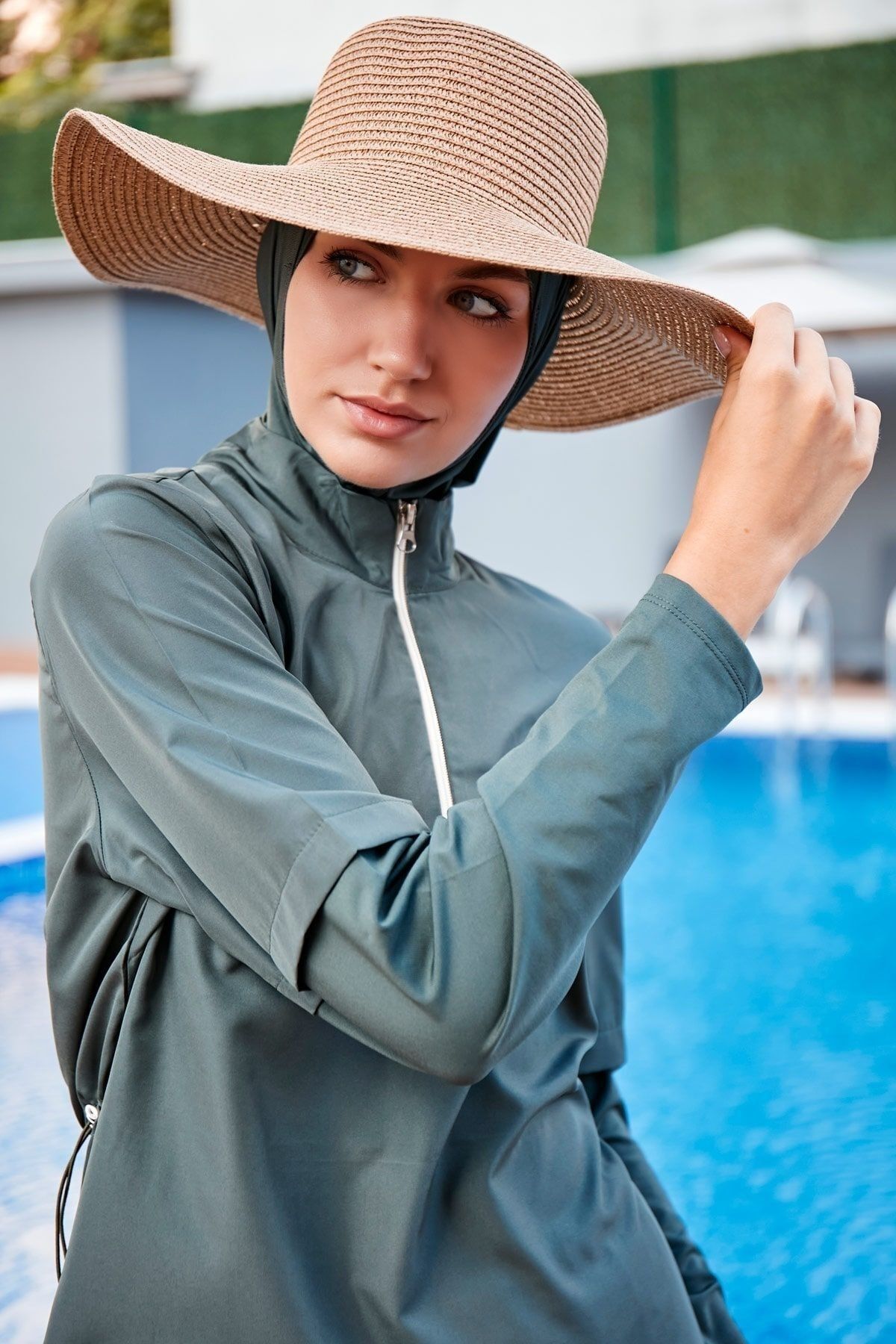 Marina Camel Wide Straw Hat 14232 Trendyol