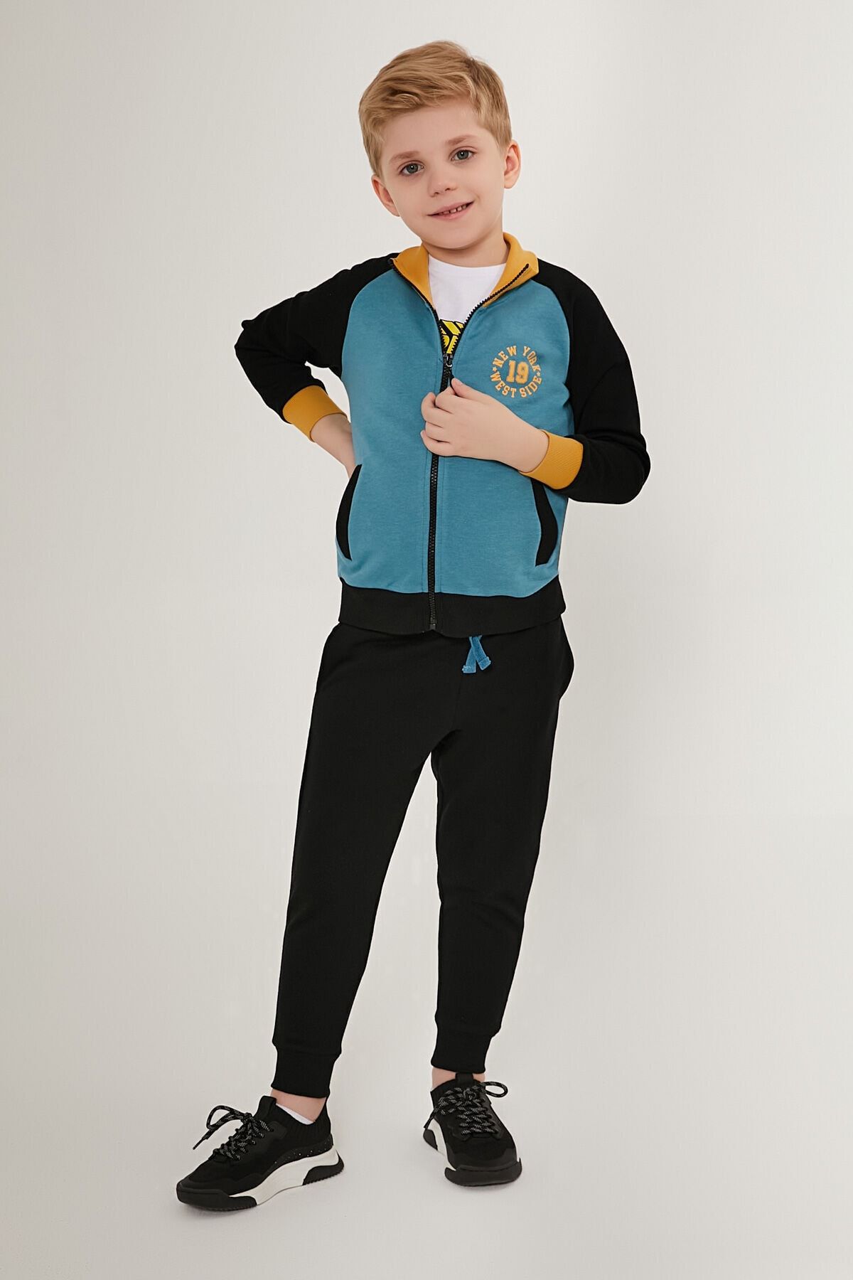 Rolypoly West side Blue Boys Tracksuit Set Trendyol