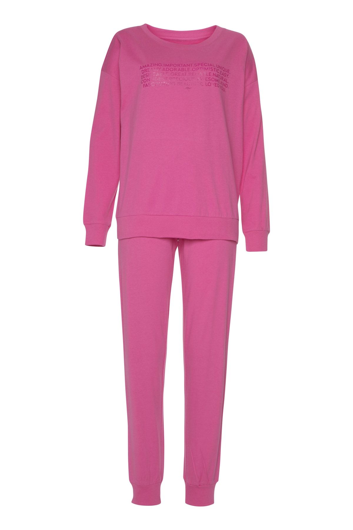 Kangaroos Pyjama set - Rosa - Unifarben - Trendyol