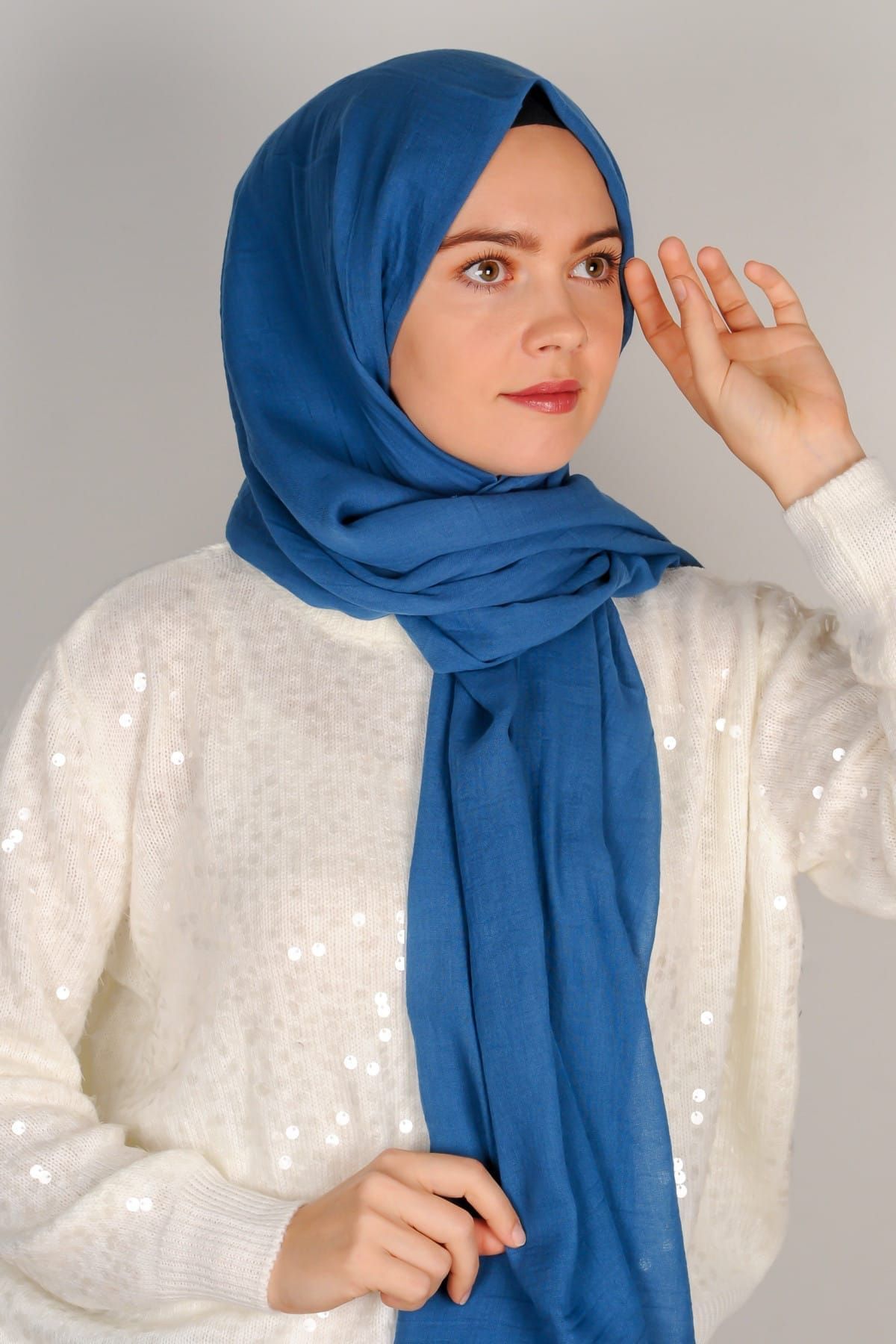 Lyra Indigo Cotton Voile Shawl 10107 Trendyol