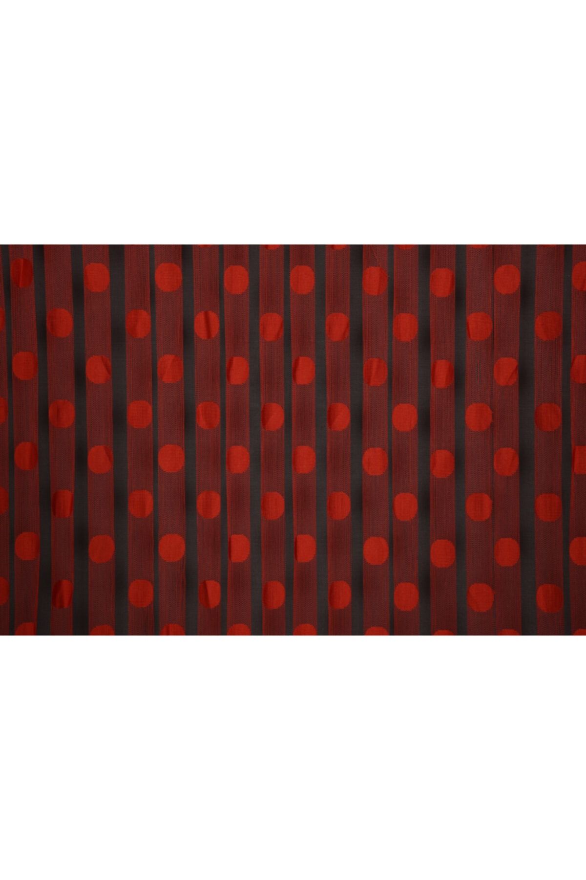 AKÇA TEKSTİL-Polka Dot Model Red Color Rope Curtain 3