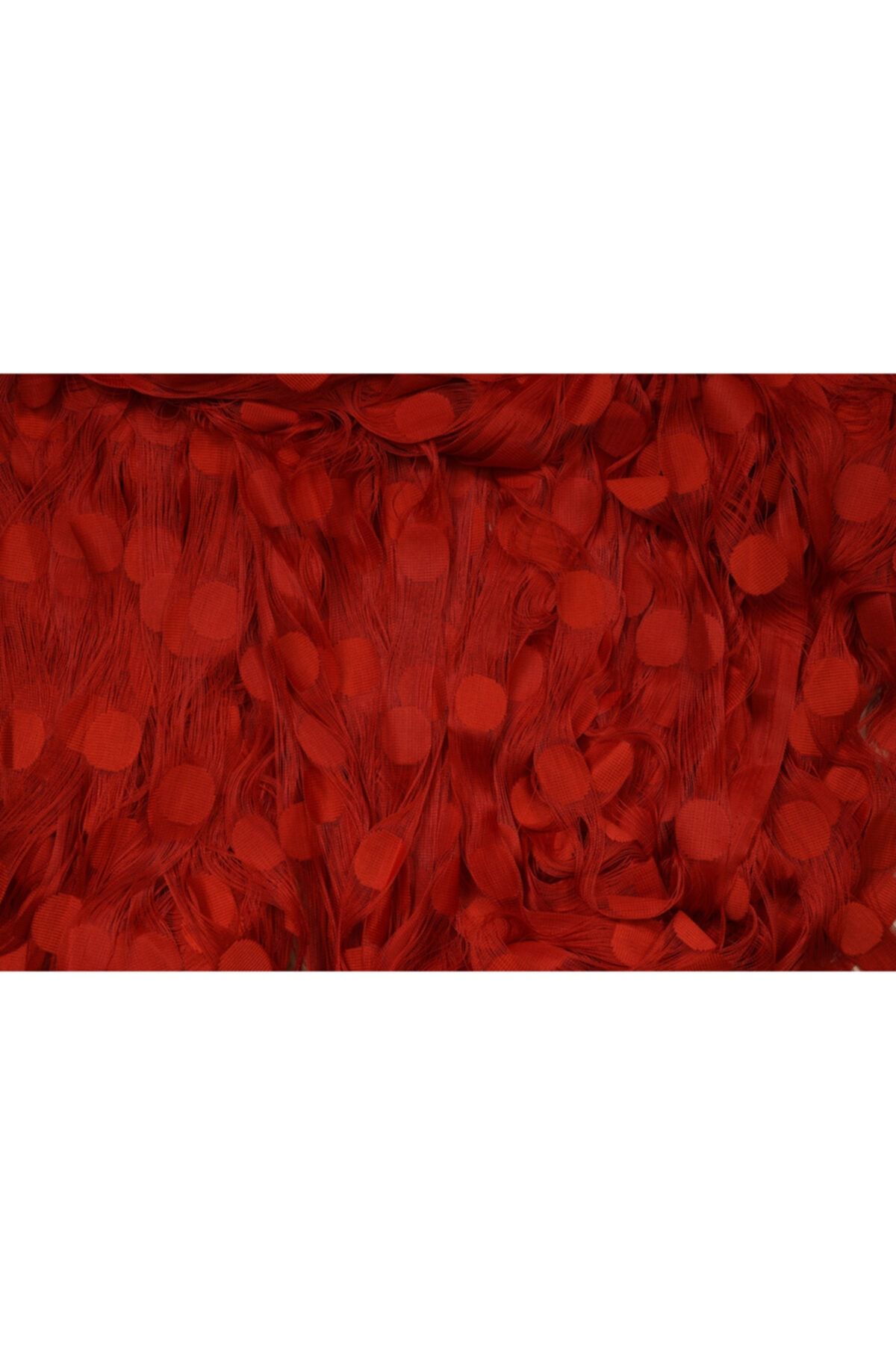 AKÇA TEKSTİL-Polka Dot Model Red Color Rope Curtain 5