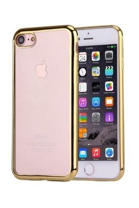 apple İphone 7 Lazer Kaplama Şeffaf Silikon Kılıff GOLD 21946