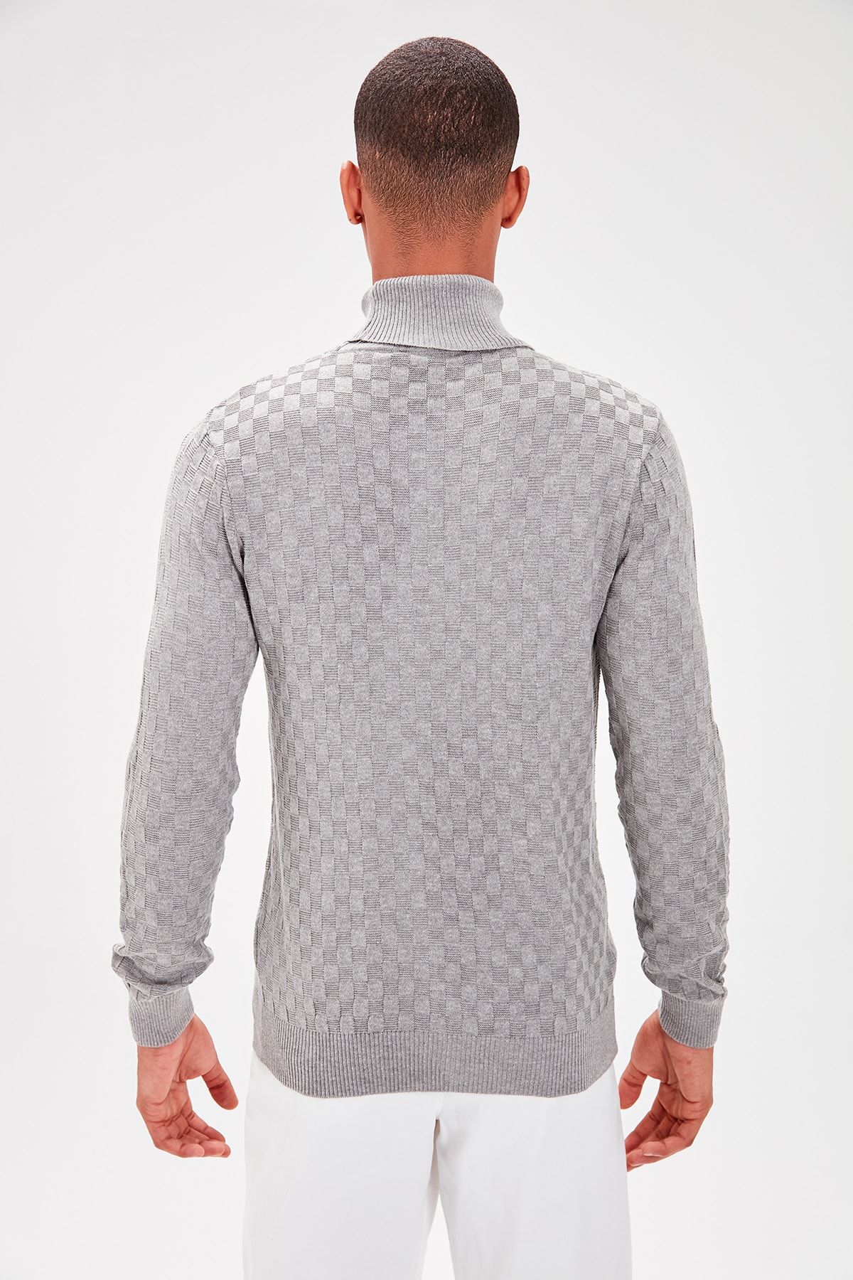 Trendyol Collection-Grauer Herren-Strickpullover mit Rollkragenpullover TMNAW20VK0004 10