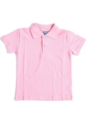 Pembe Kısa Kol Okul Çocuk Lakos Tişört/T-shirt - 80238-Pembe