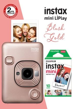 instax mini LiPlay Hybrid Blush Gold Fotoğraf Makinesi 10lu mini Film LiPlay2