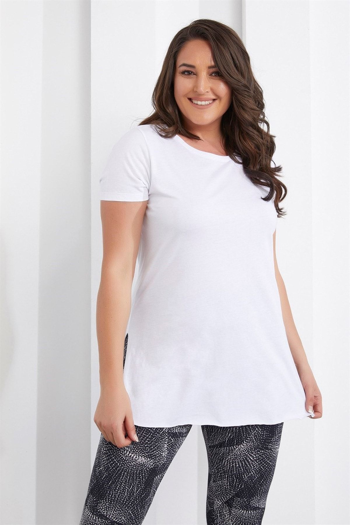 Seamoda-Tricou de bază cu fantă albă pentru femei PRA- 628769 - 450773 3
