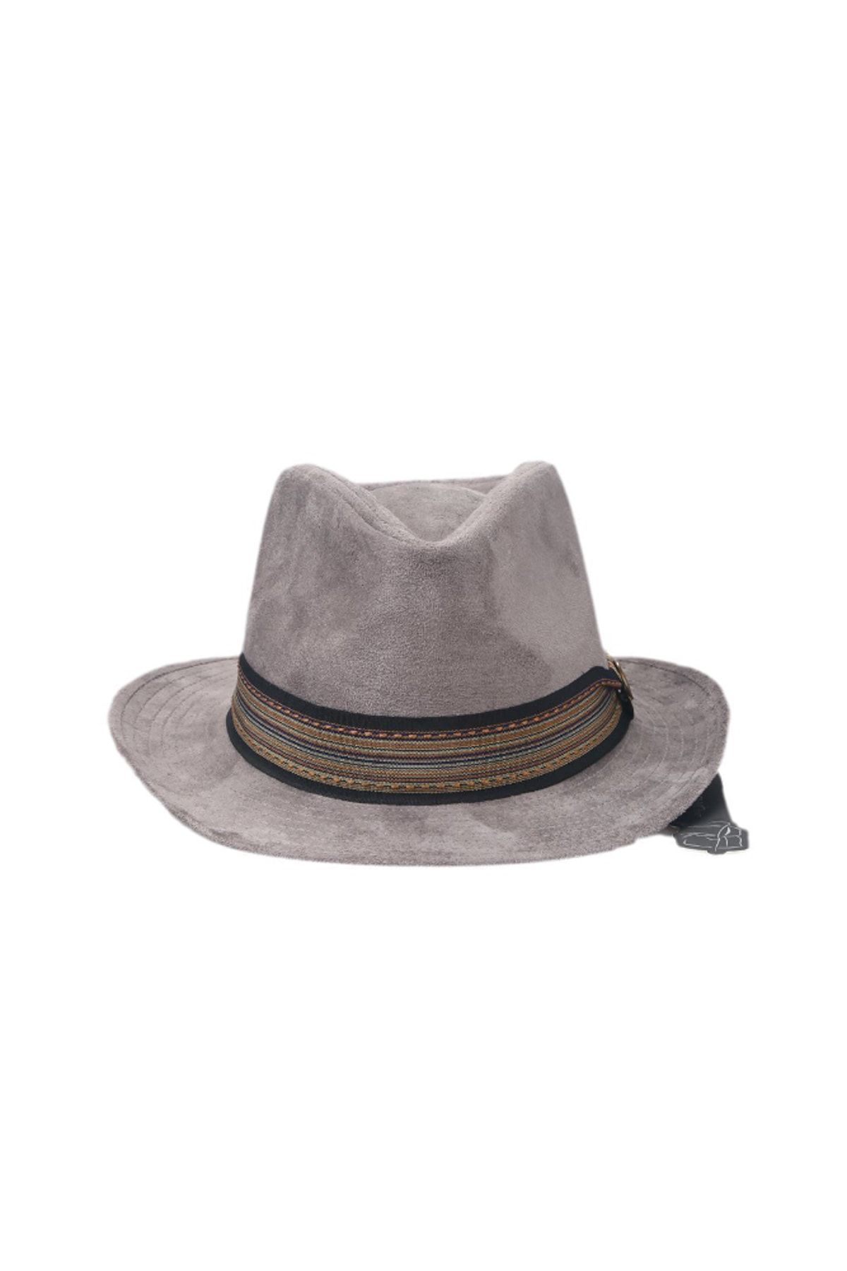 CosmoOutlet-Cowboy Model Nubuck Look Panama Trilby Unisex Gray Hat 6