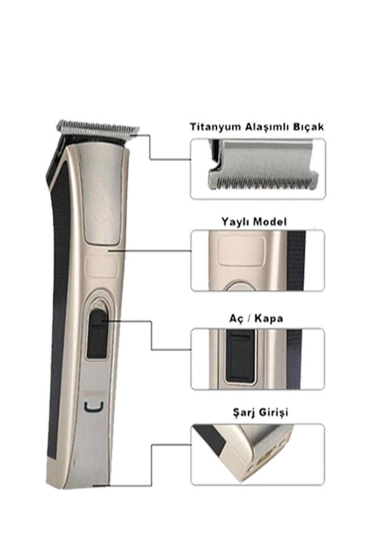 AKCMARKET Profesyonel Titanyum T Bıçaklı Tıraş Makinesi Saç Ve Sakal Düzeltici Ense Tüy Kesme Traş Makinası FV11733