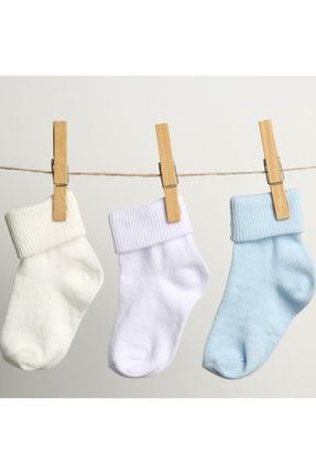 Bebek 3Lü Kıvrık Çorap - Mavi GENHELECRP6208MAV